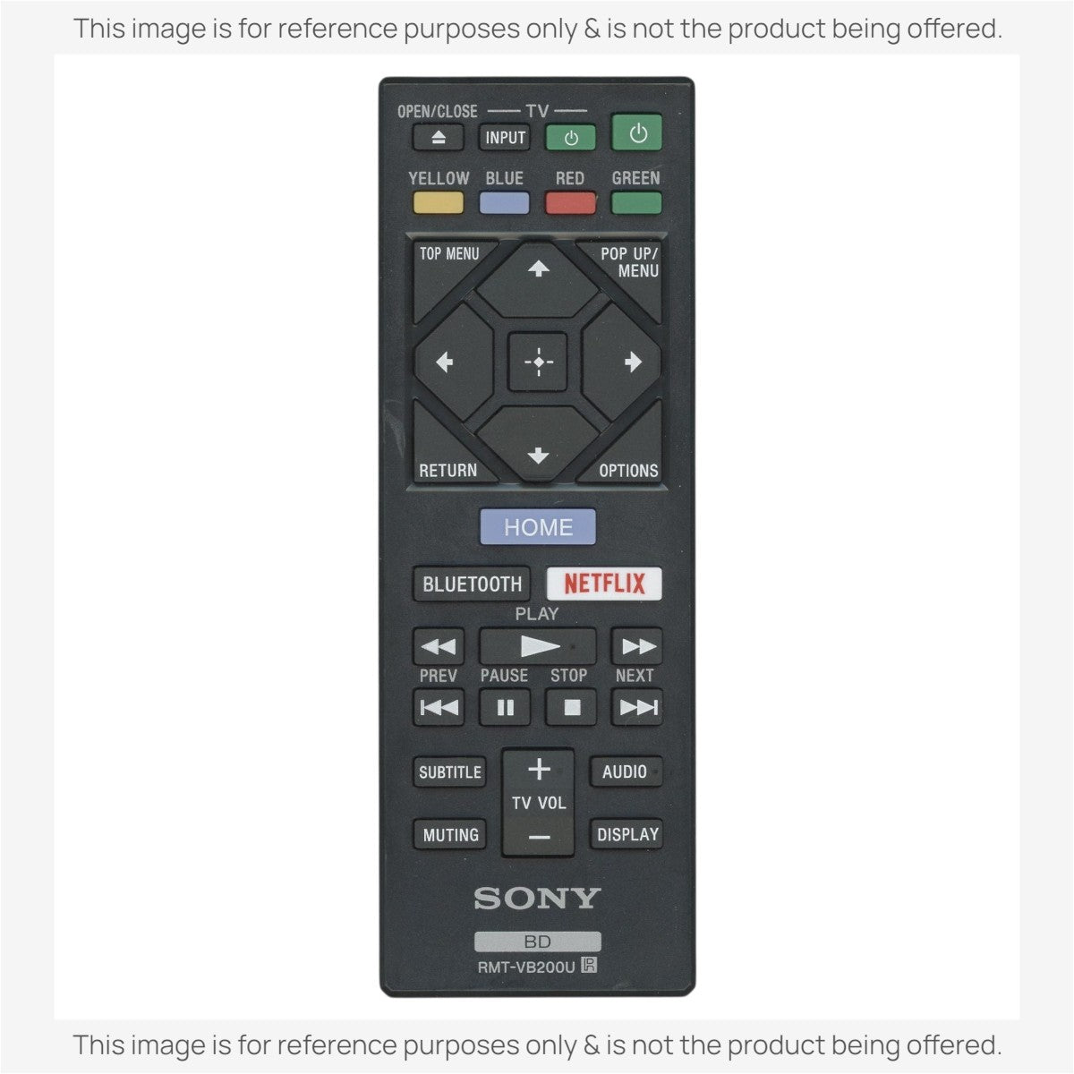 Anderic RRB126A replacement remote control for Sony Blu-ray players with black casing and standard playback buttons.