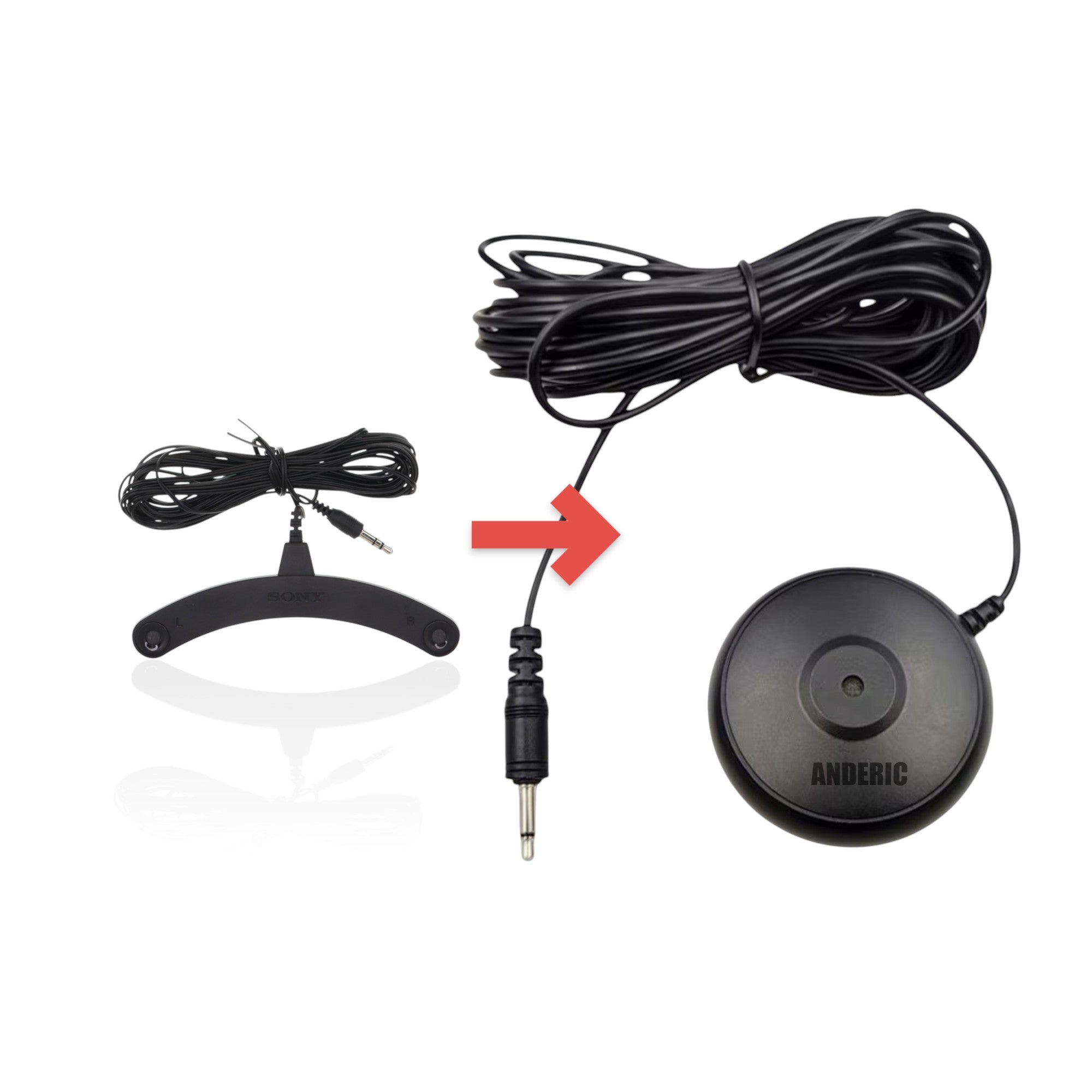 Anderic mono condenser measurement microphone for Sony AV receiver calibration with long black cable and 3.5mm plug