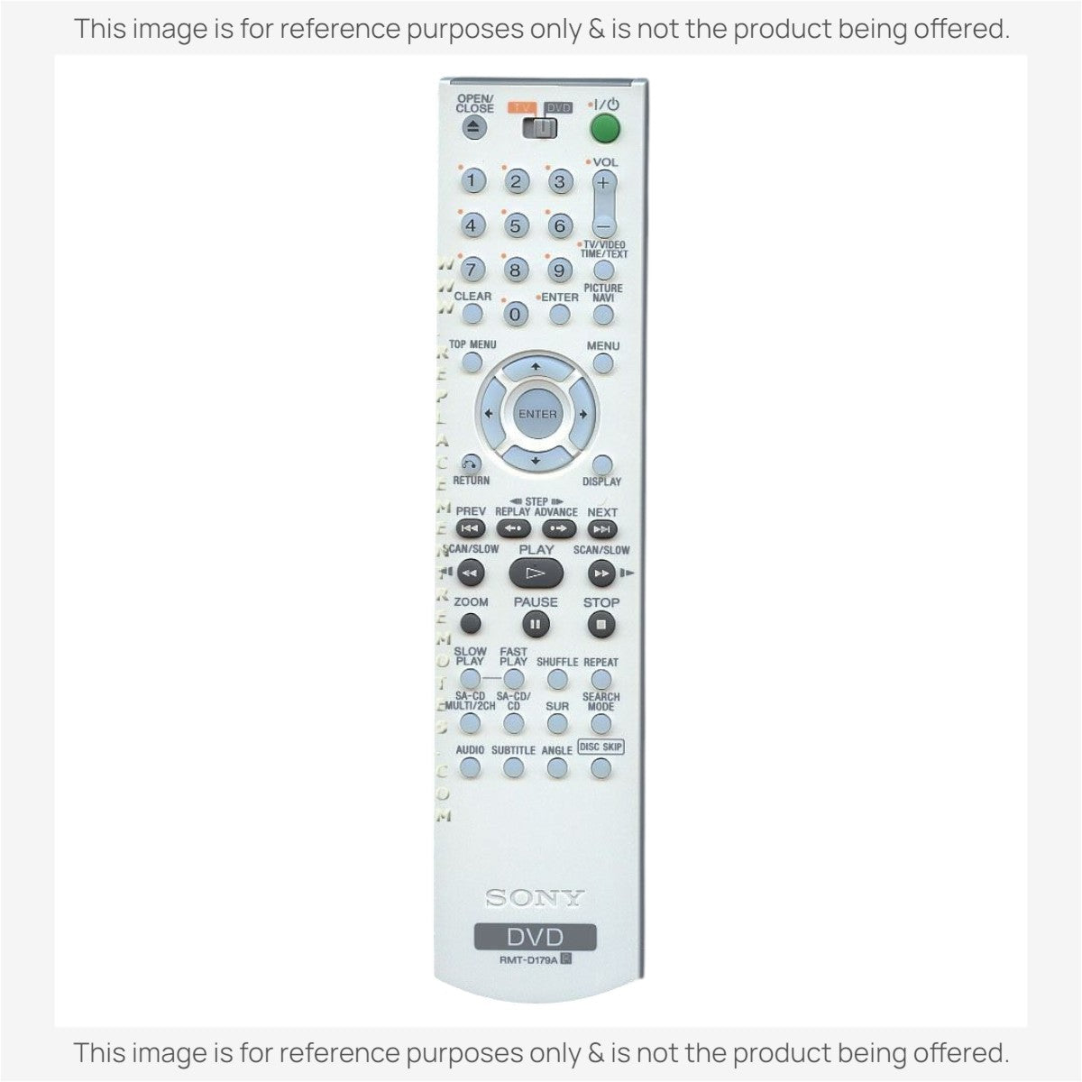 Anderic replacement remote control for Sony DVD players featuring playback, menu, and navigation buttons in silver.