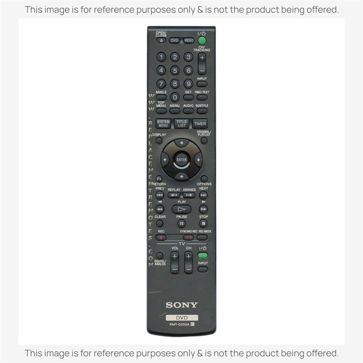 Anderic replacement remote control for Sony DVD and VCR players featuring black casing and full playback buttons.