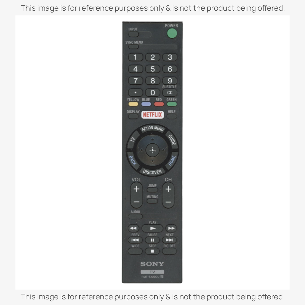Anderic black replacement remote control for Sony 4K Ultra HD TVs with dedicated Netflix button and numeric keypad.