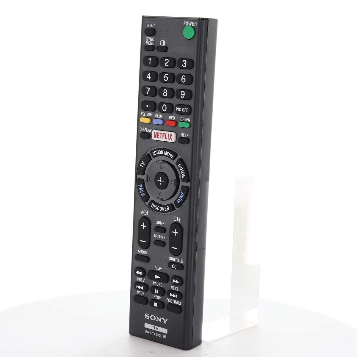Anderic replacement remote control for Sony TVs, black infrared controller with Netflix and menu navigation buttons.