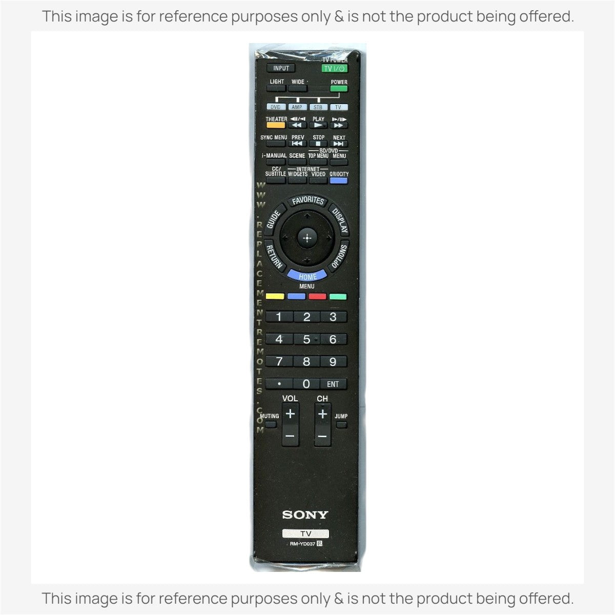 Anderic black replacement remote control for Sony RM-YD037 TV with full navigation and media playback buttons
