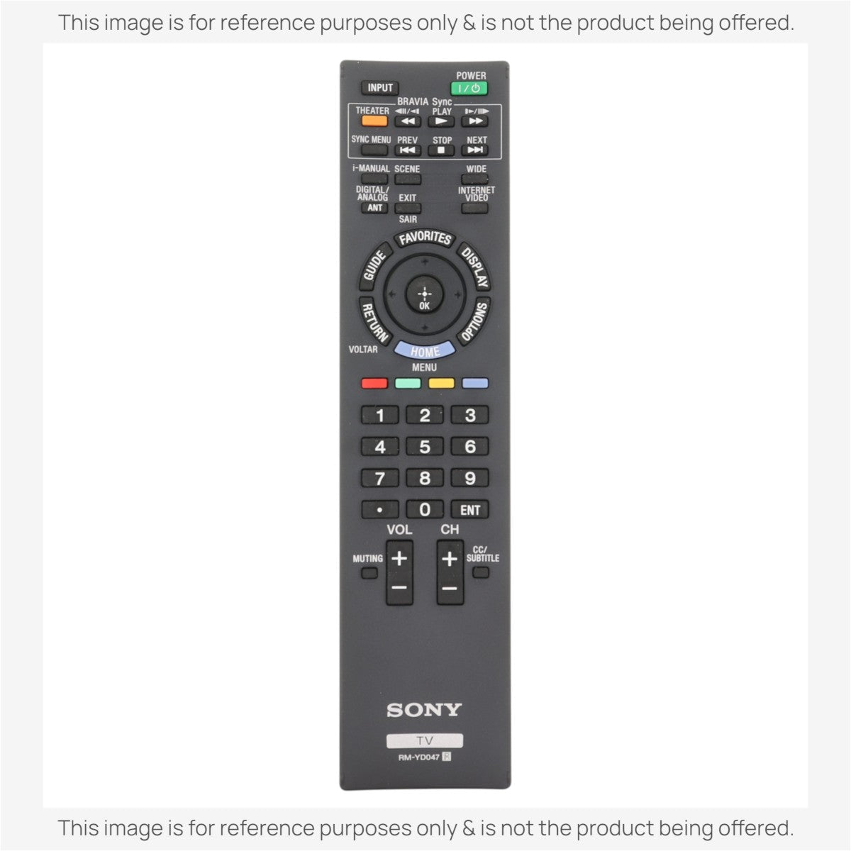 Anderic substitute black TV remote control for Sony RM-YD047 with full button layout and navigation controls.