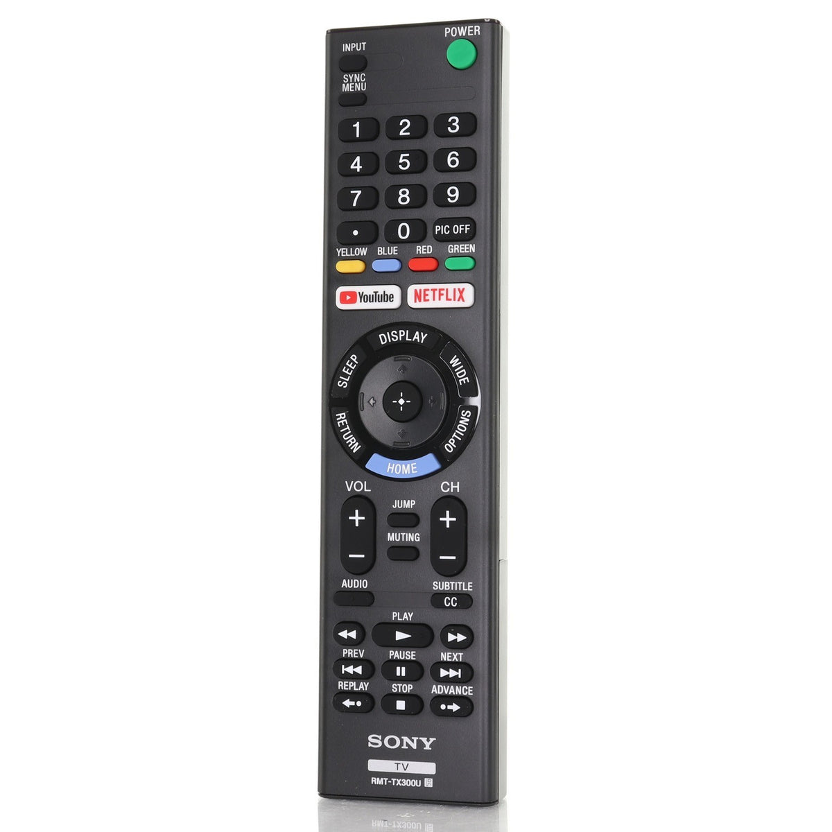 Anderic replacement remote control for Sony Smart TVs featuring dedicated Netflix and Home buttons in black plastic.