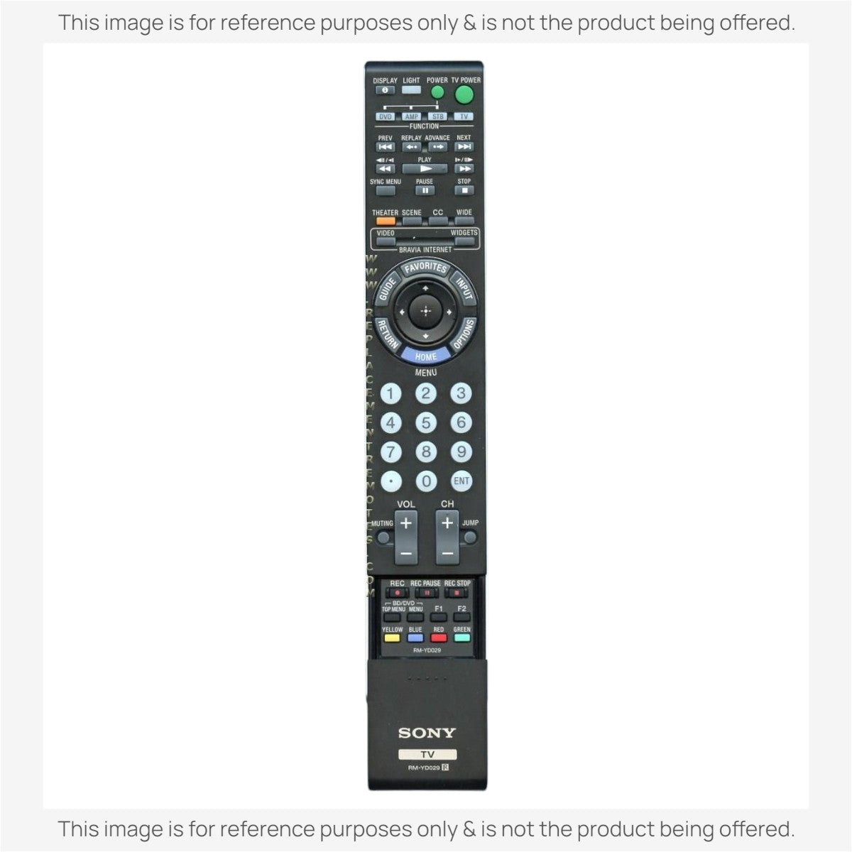 Anderic substitute remote control for Sony BRAVIA LCD TVs, featuring full button layout and black plastic finish.