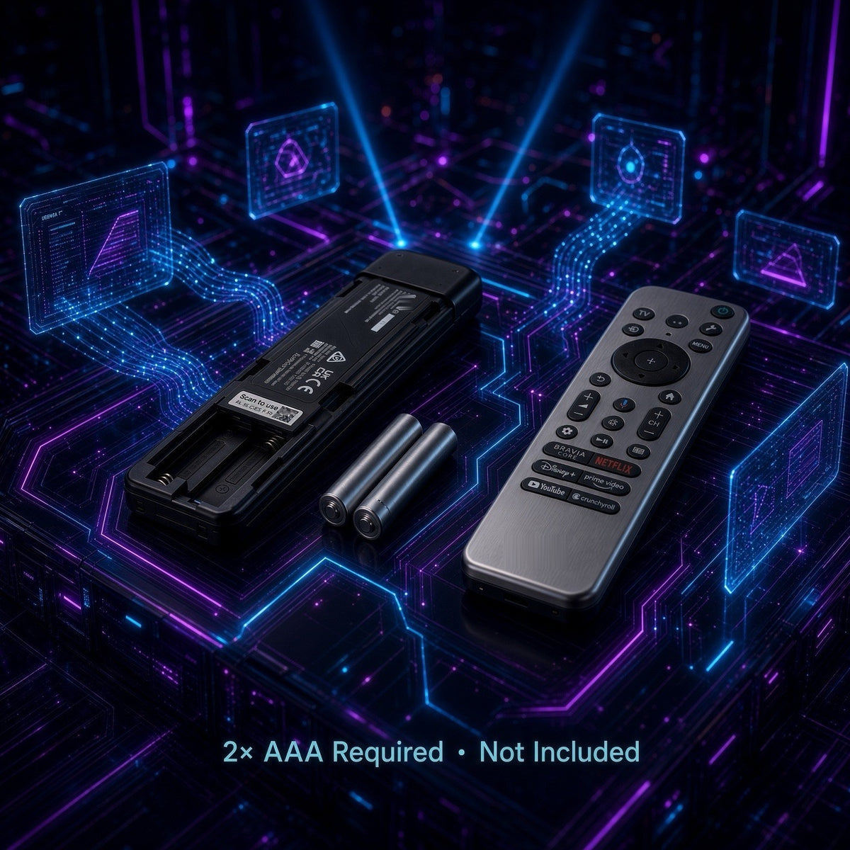 Anderic voice-enabled TV remote control for Sony BRAVIA XR TVs with battery compartment and two AAA batteries