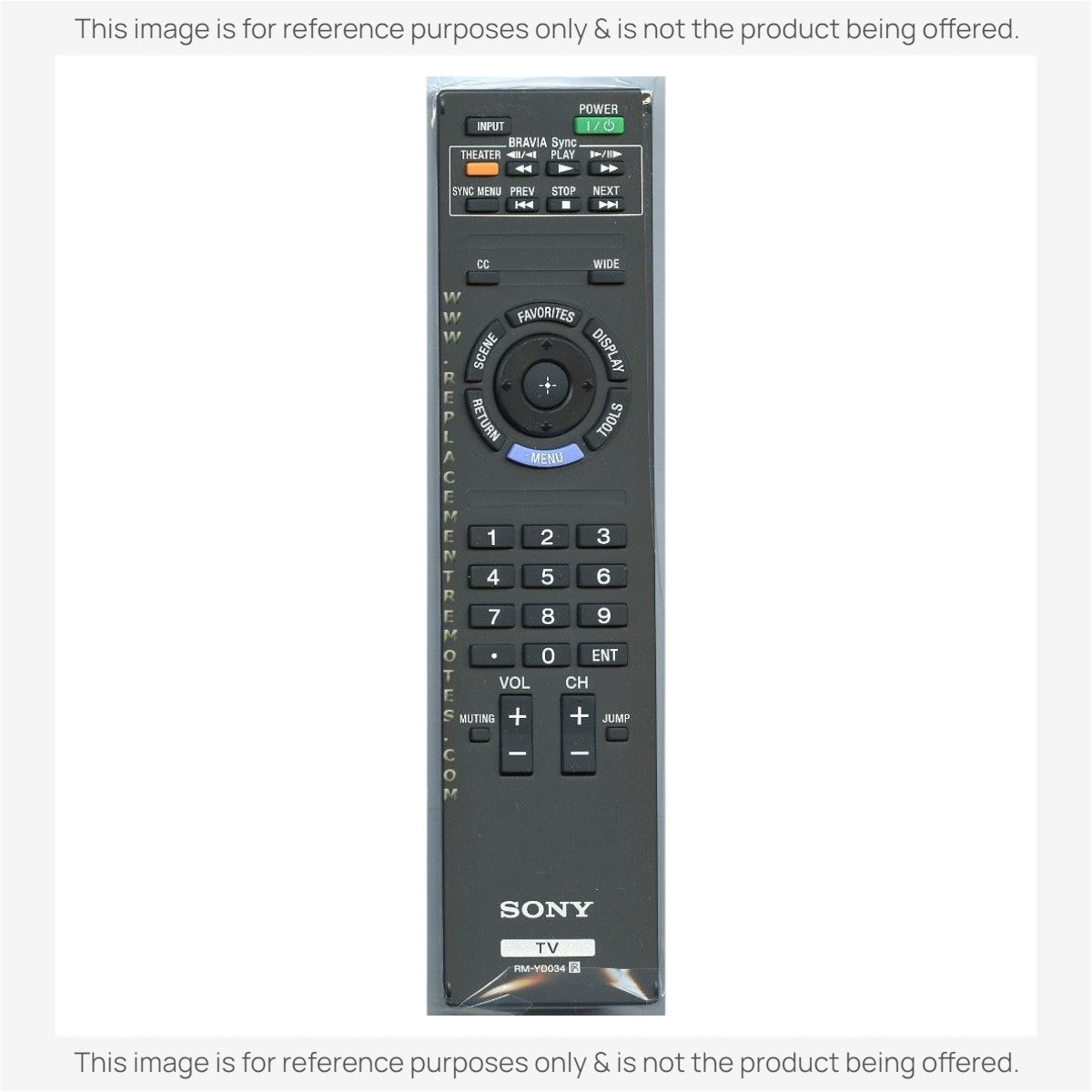 Anderic substitute black remote control for Sony KDL series TVs with numeric keypad and dedicated menu buttons