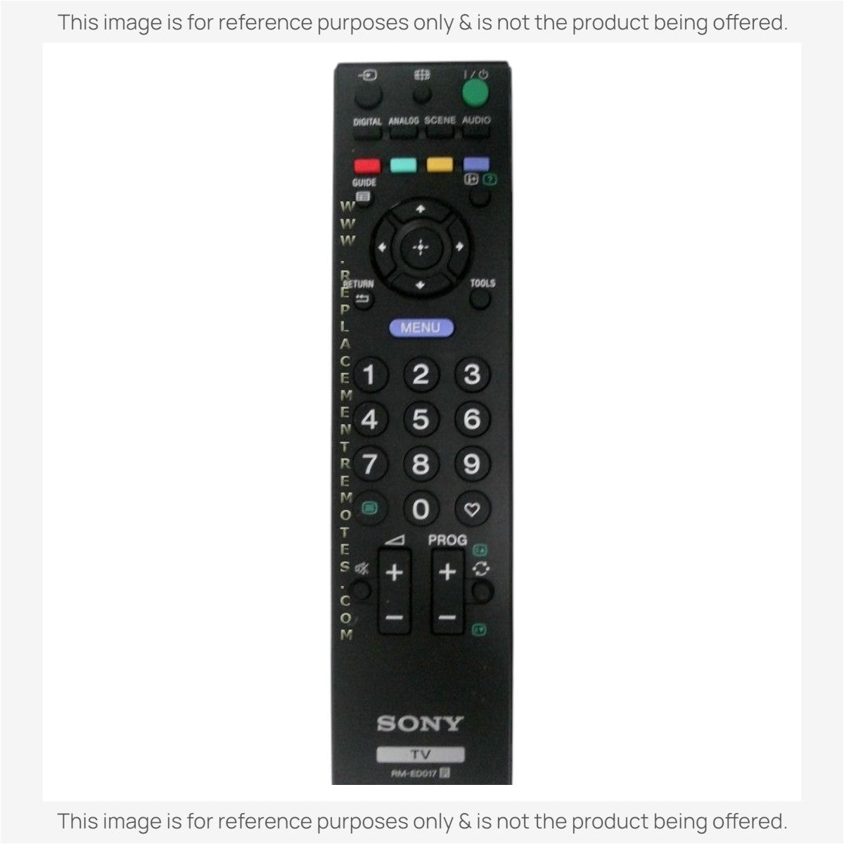 Anderic black replacement remote control for Sony TV models featuring a standard numeric keypad and menu buttons.