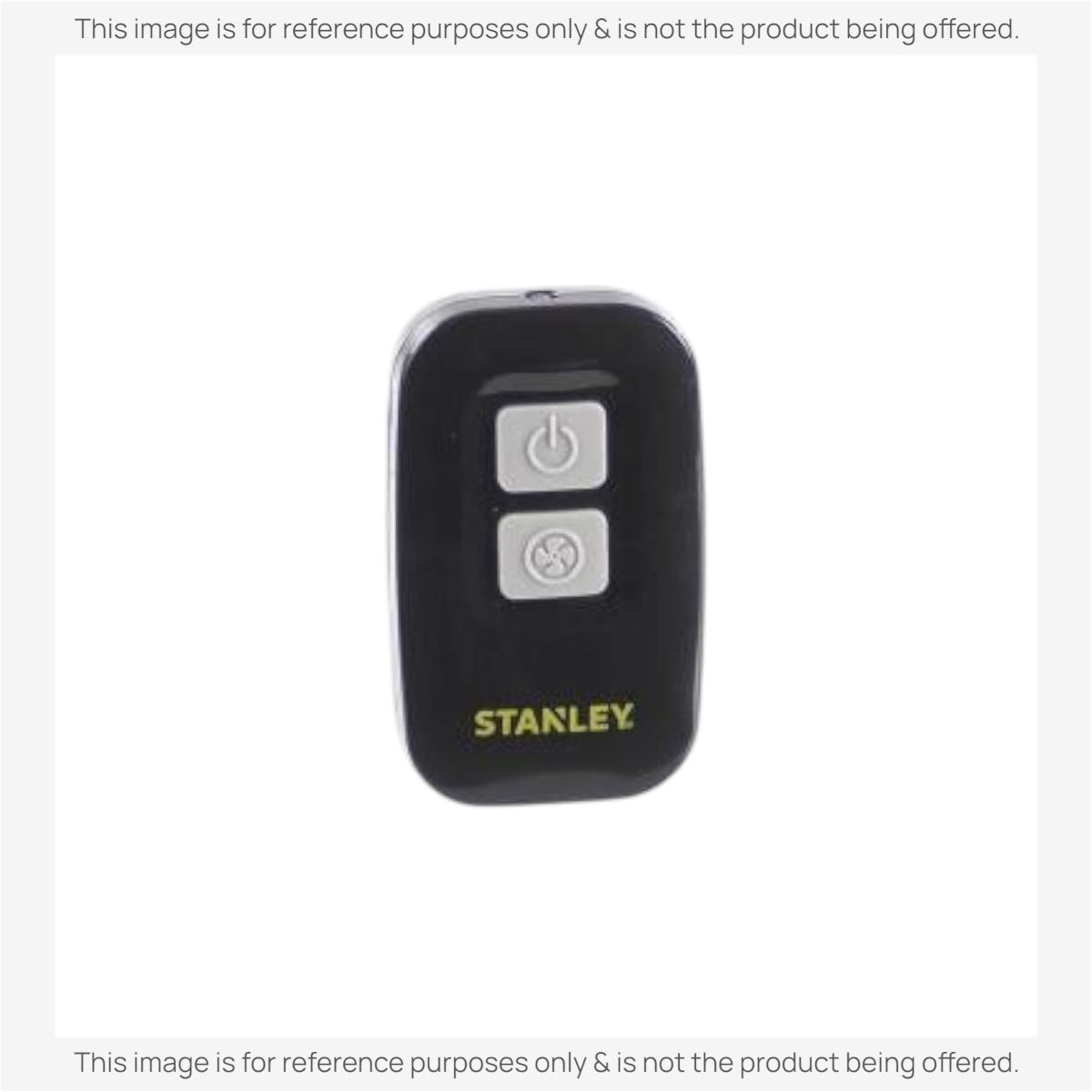 Anderic replacement remote control for Stanley upright fans in black with two grey buttons and Stanley logo
