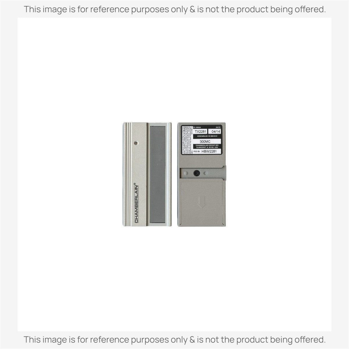 Anderic substitute remote for Chamberlain 300MC garage door opener, featuring a grey plastic case and 10 dip switches.