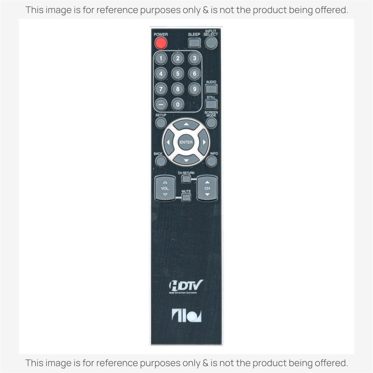 Anderic substitute TV remote for iLo and Funai models featuring large, easy-to-read buttons and standard TV controls.