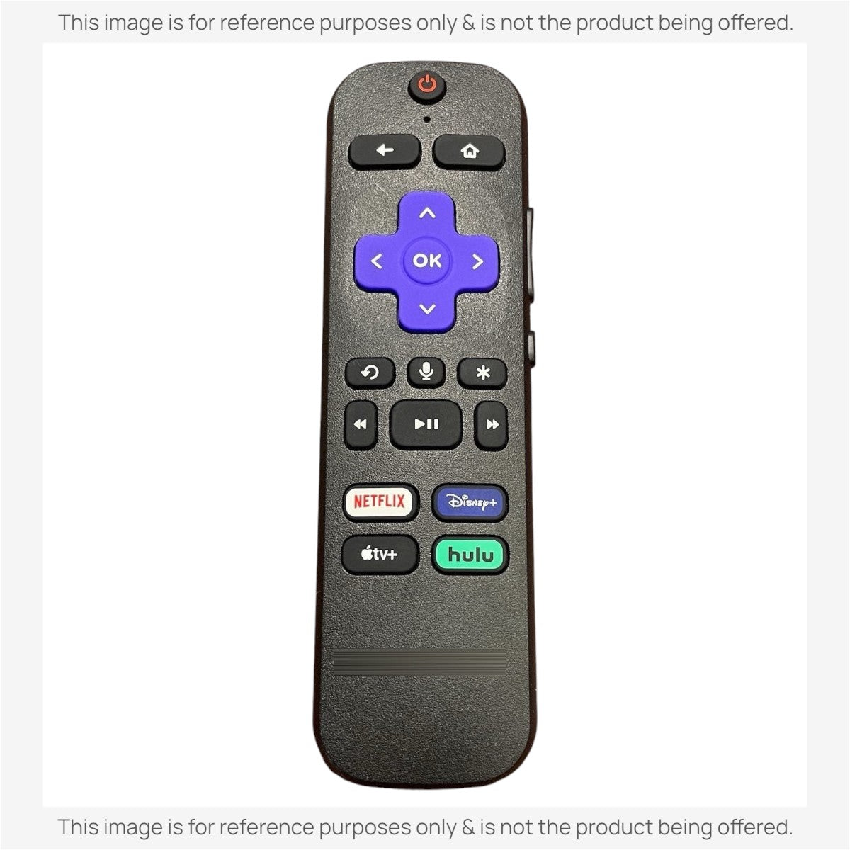 Anderic substitute remote control for TCL Roku TVs featuring a purple directional pad and voice command button.