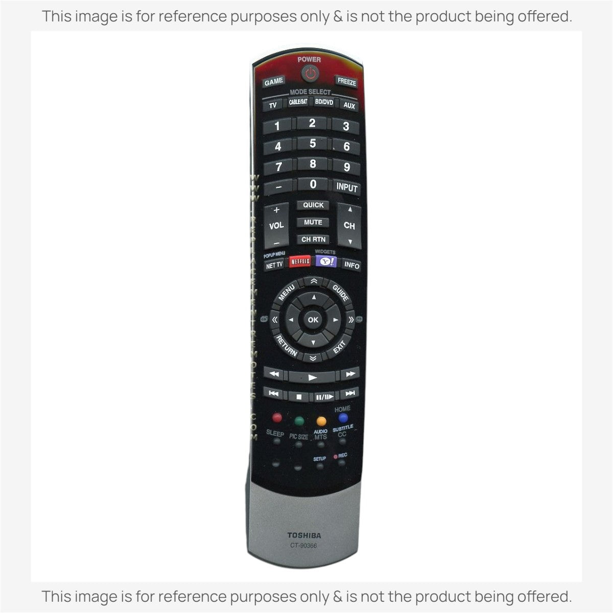 Anderic replacement Toshiba CT90366 TV remote control with black keypad and grey base for various Toshiba TV models.