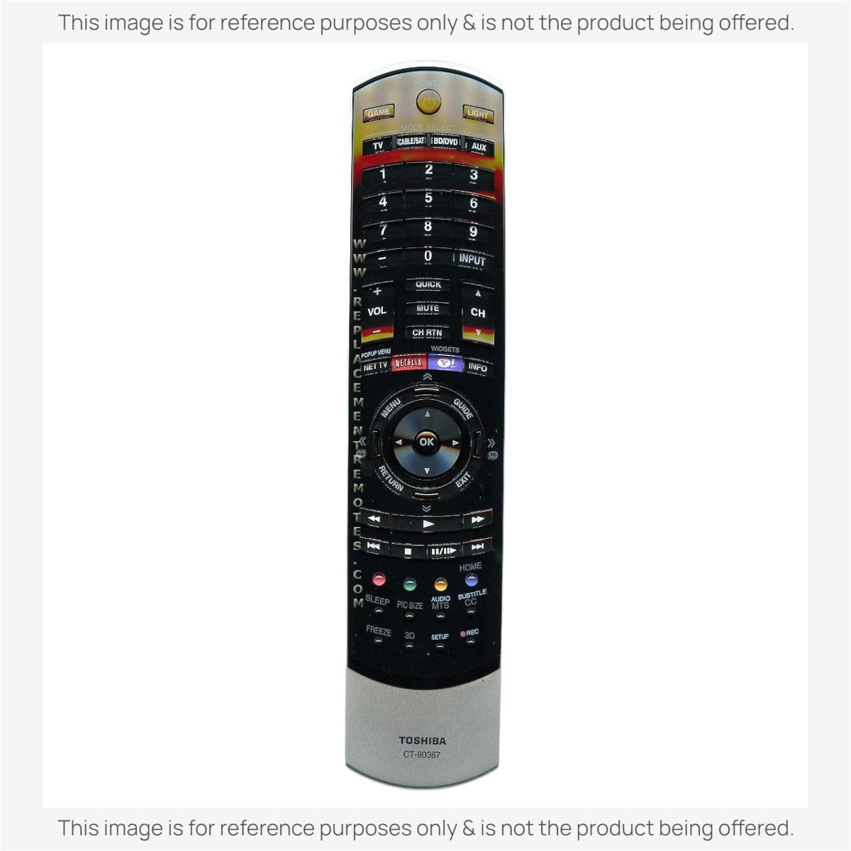 Anderic replacement black and silver TV remote control for Toshiba CT90367 with multi-function buttons