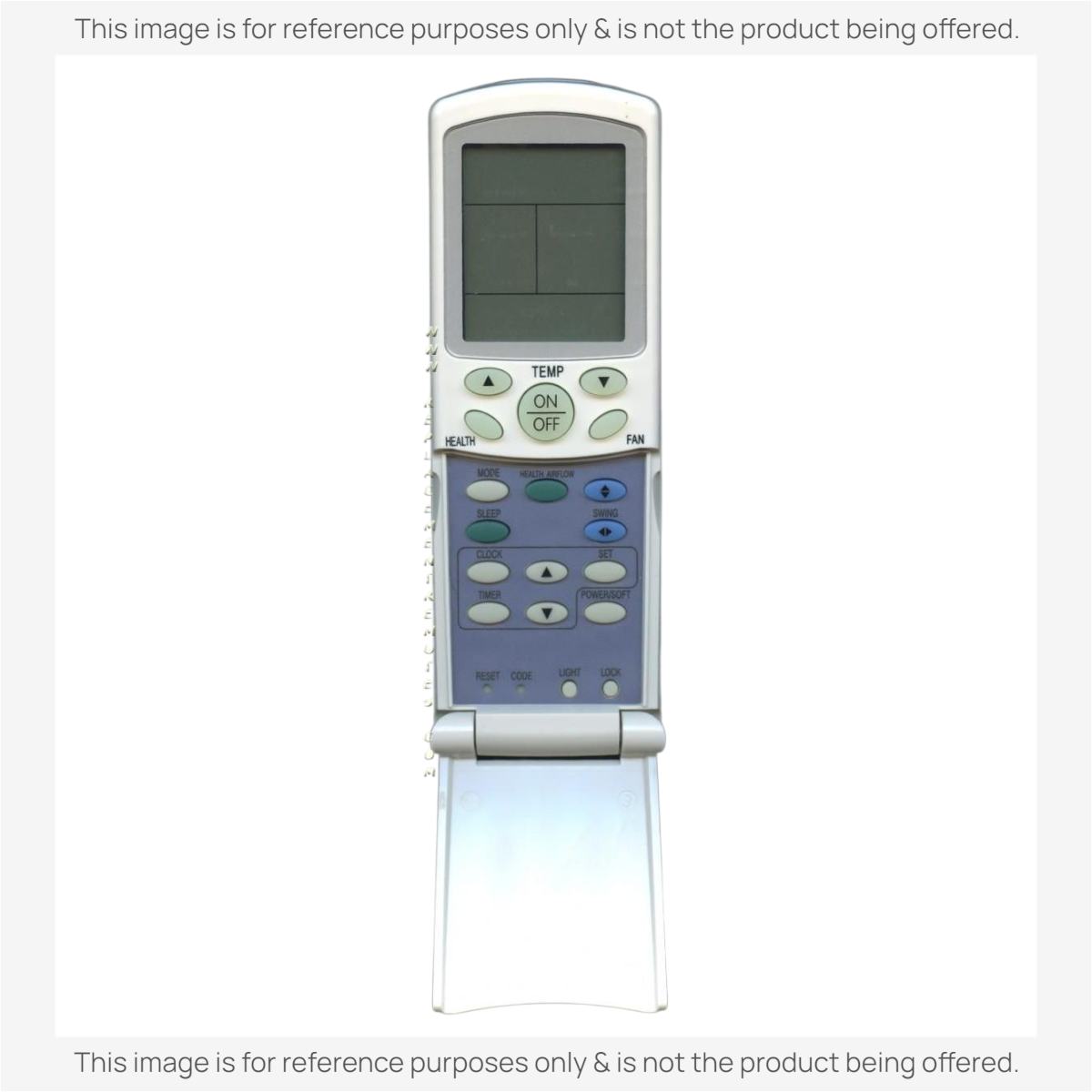 Anderic universal air conditioner remote control with backlit LCD screen and flip-down cover for Haier units.