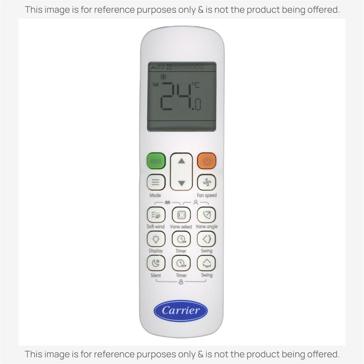 Anderic white universal air conditioner remote control with a backlit LCD screen and clearly labeled function buttons.