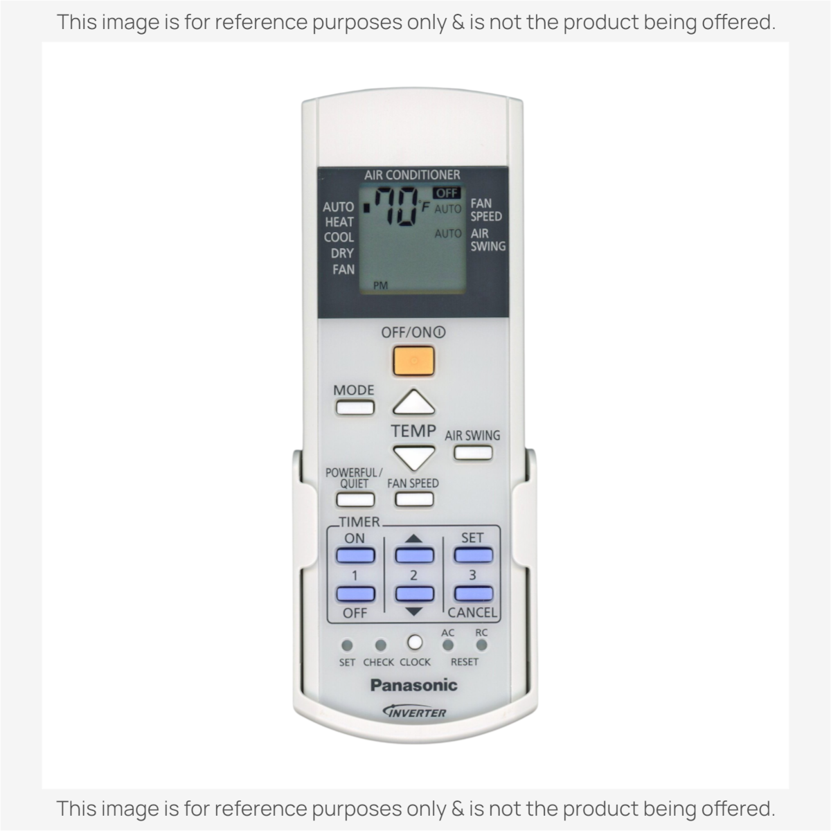 Anderic KTN828 universal air conditioner remote control with backlit LCD screen and numeric keypad in a wall mount.