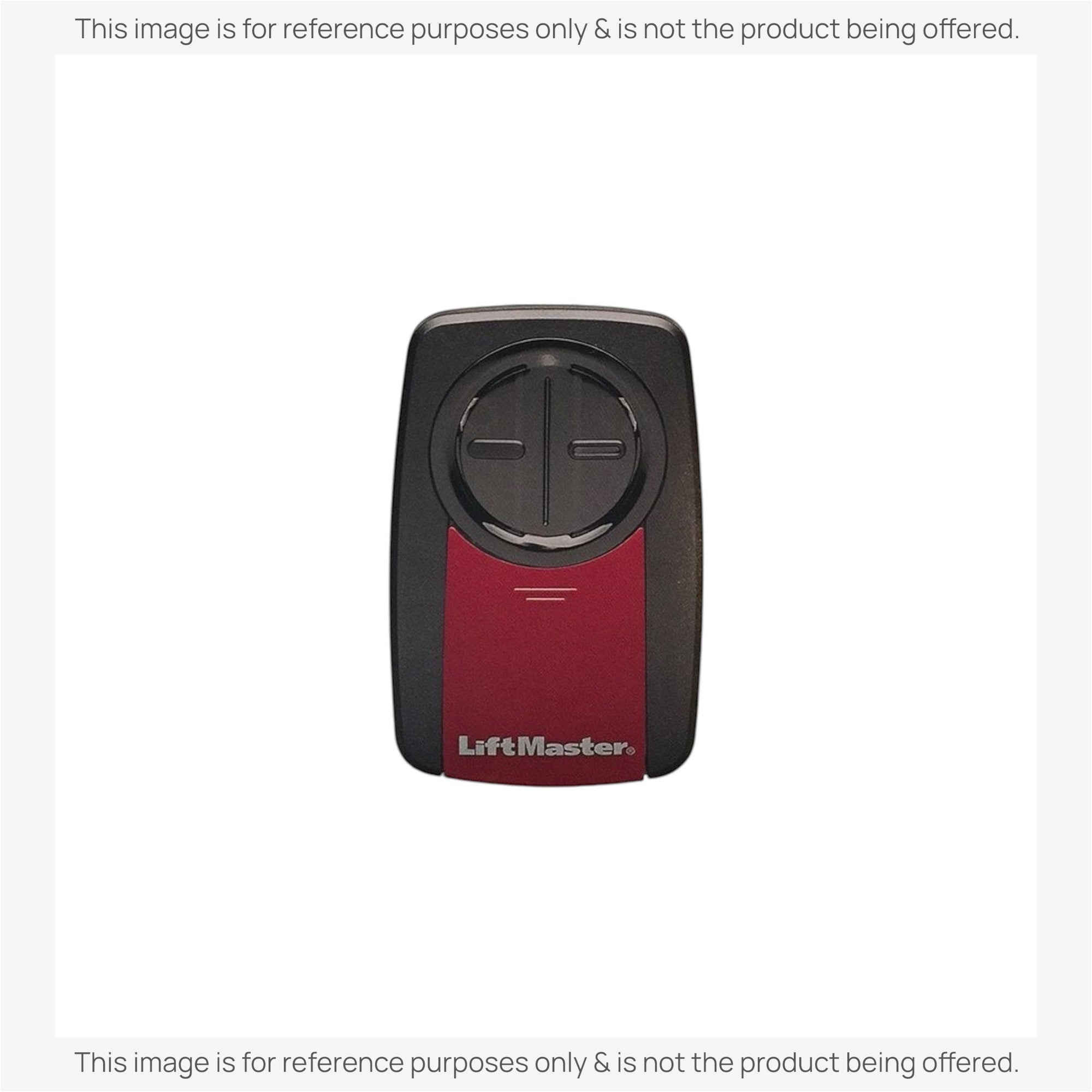 Anderic two-button universal garage door opener remote in black and red, compatible with LiftMaster 375UT models.