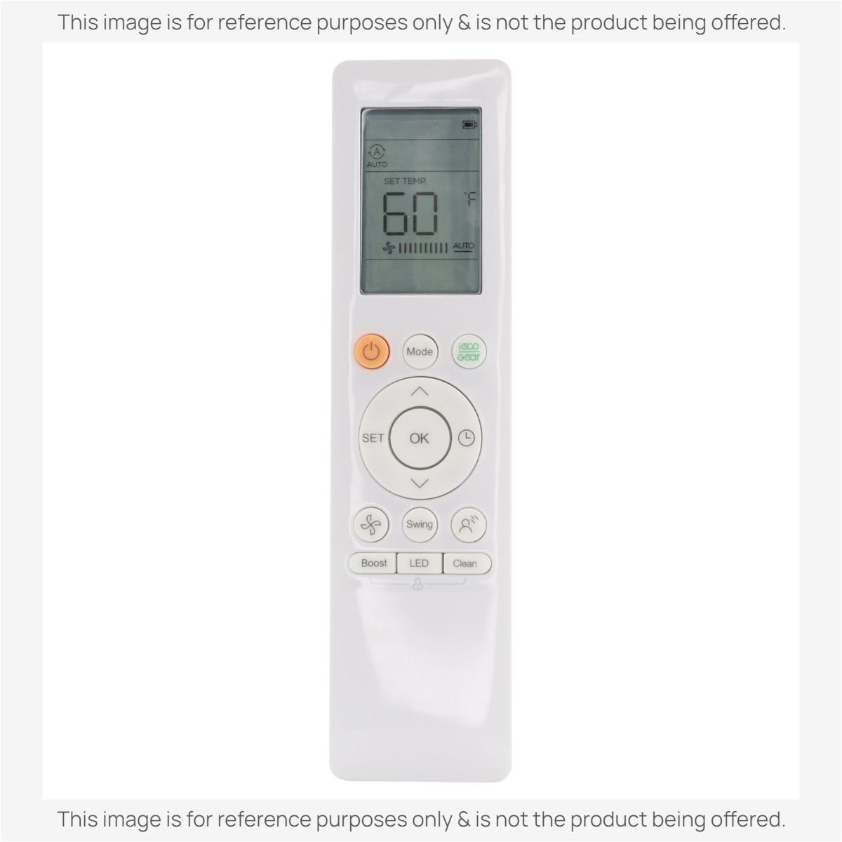 Anderic universal remote control for mini split air conditioners with a backlit LCD screen and white plastic casing.