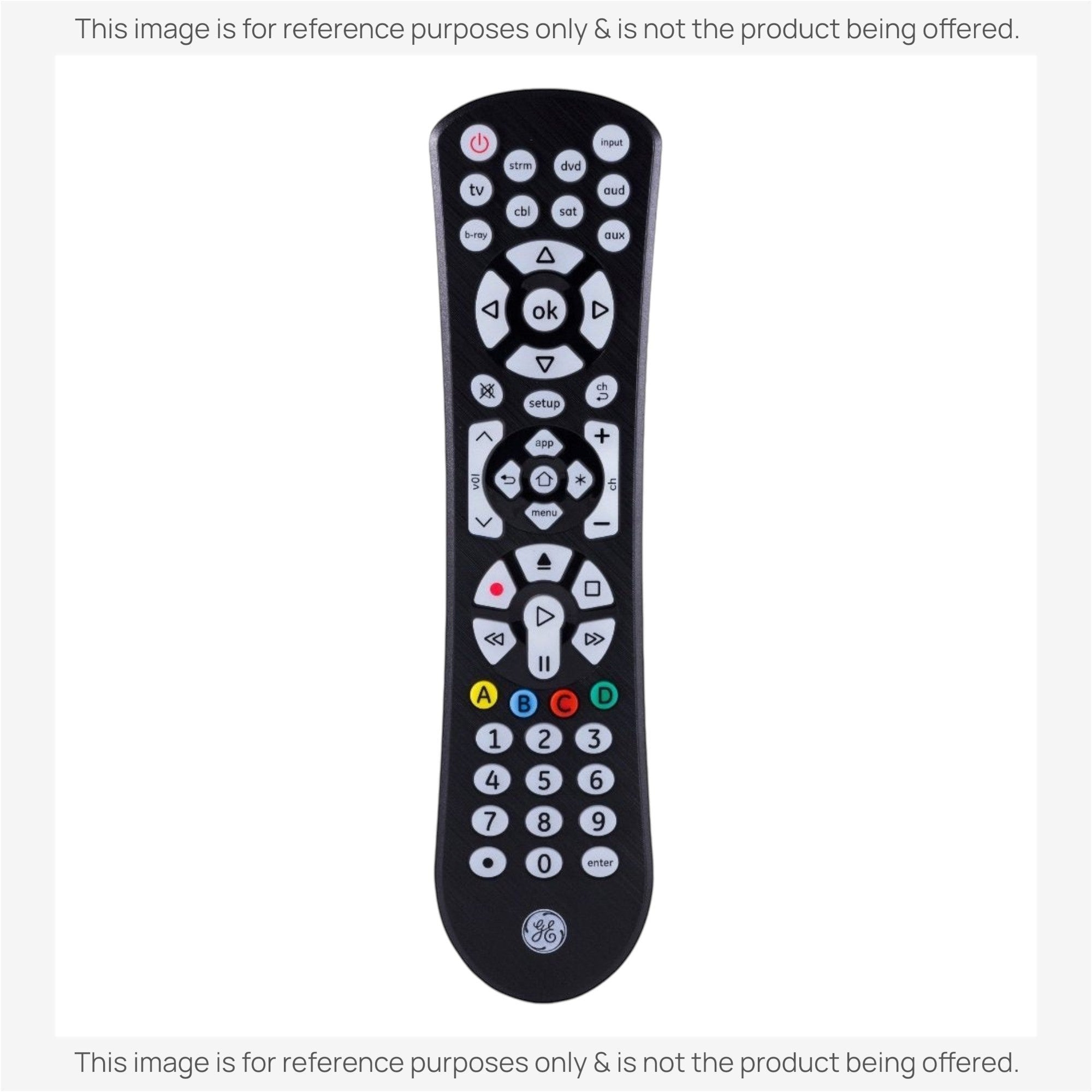 Anderic universal remote control replacement for GE 41567 with backlit keypad and dedicated streaming buttons.