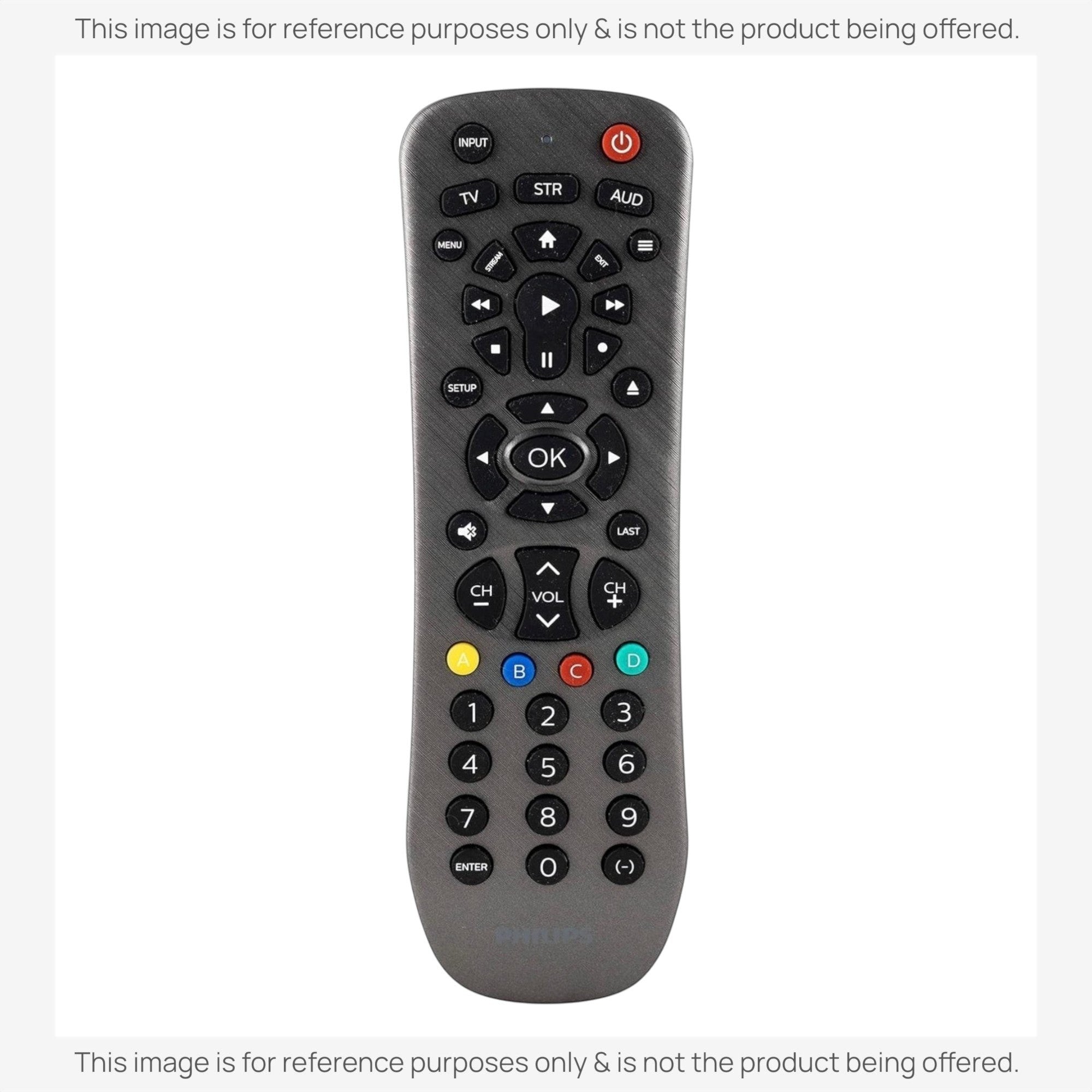 Anderic universal remote control with backlit keypad, dedicated streaming buttons, and multi-device compatibility.