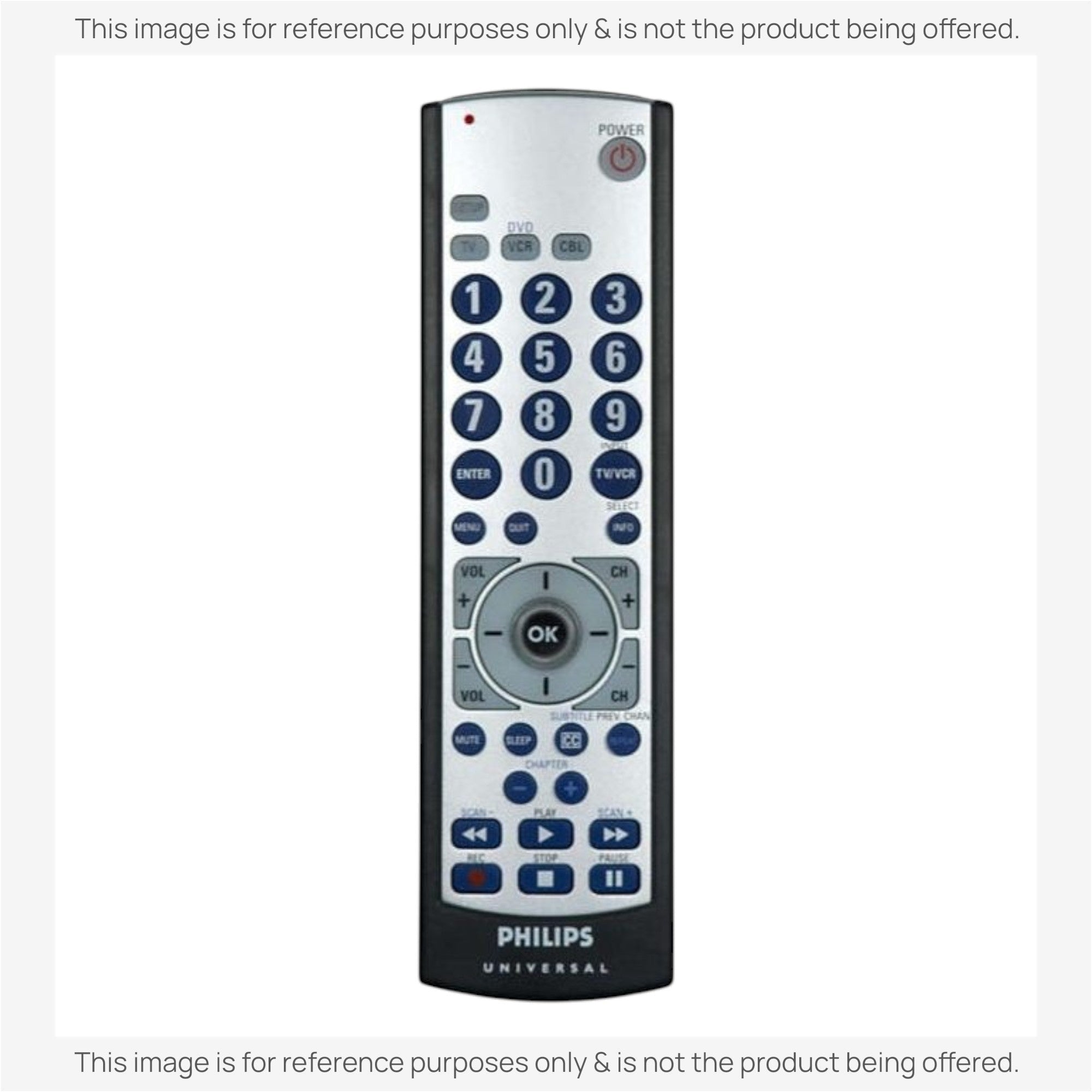 Anderic universal remote control for Philips devices with a black body, numeric keypad, and dedicated streaming buttons