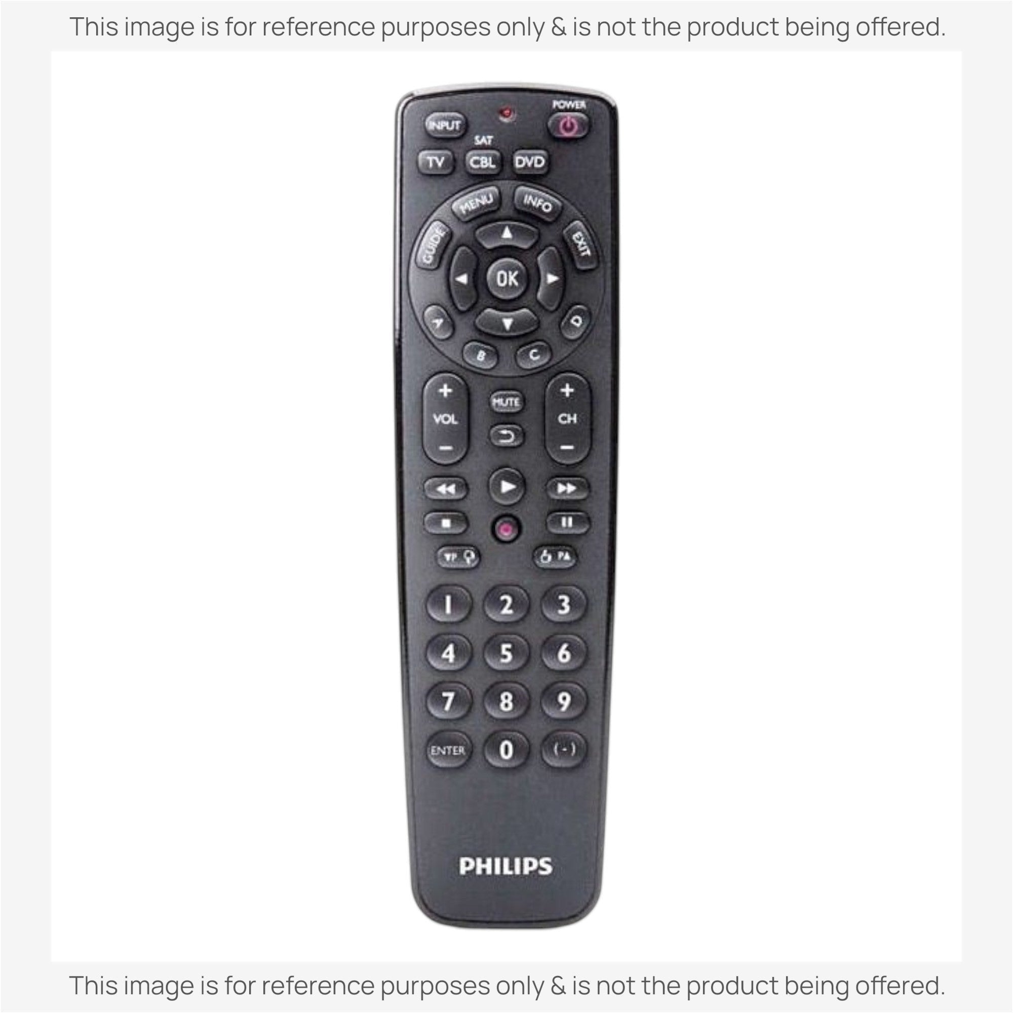 Anderic universal remote control replacement for Philips devices with a black keypad and dedicated streaming buttons.