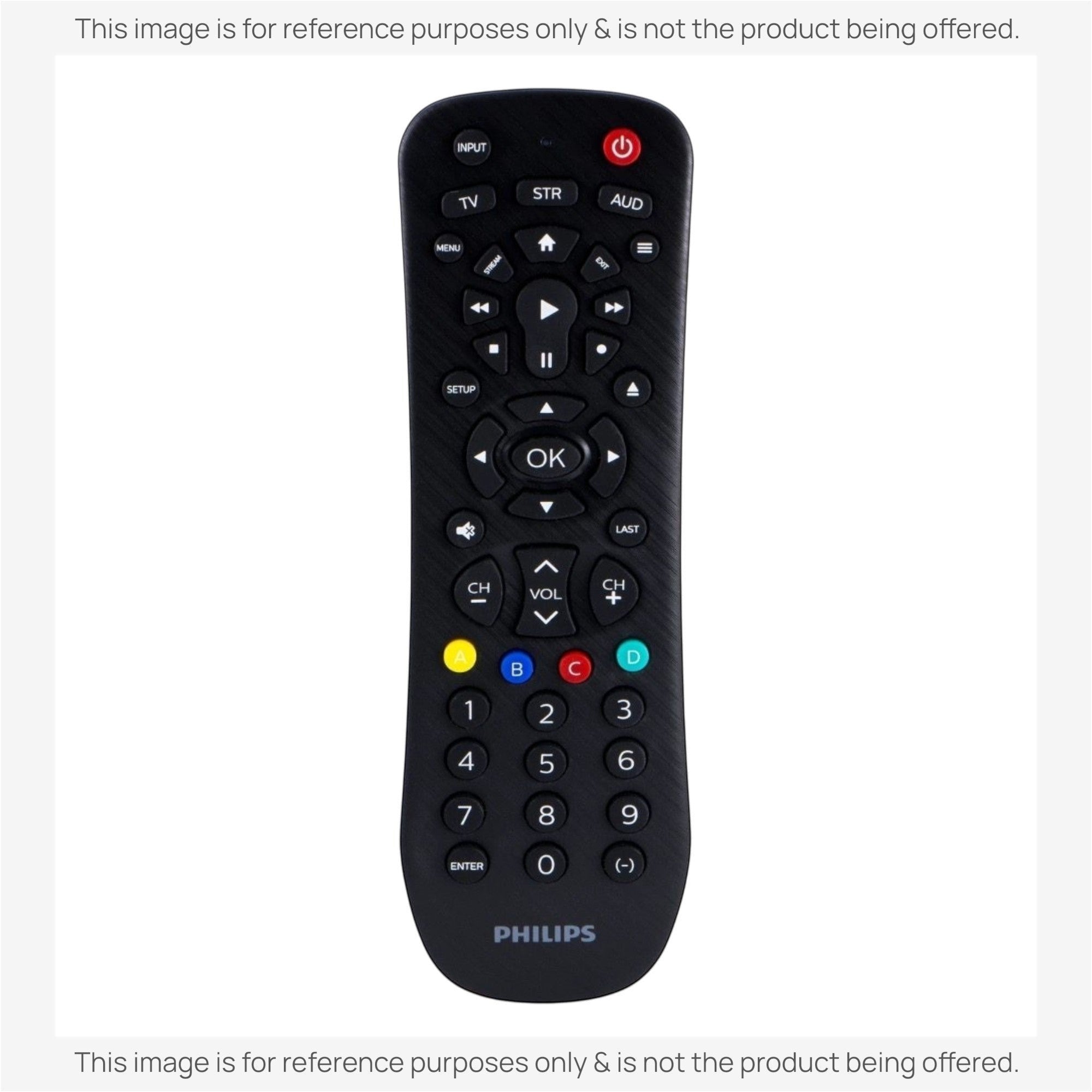 Anderic universal remote control for Philips devices with black casing, numeric keypad, and multi-device buttons.