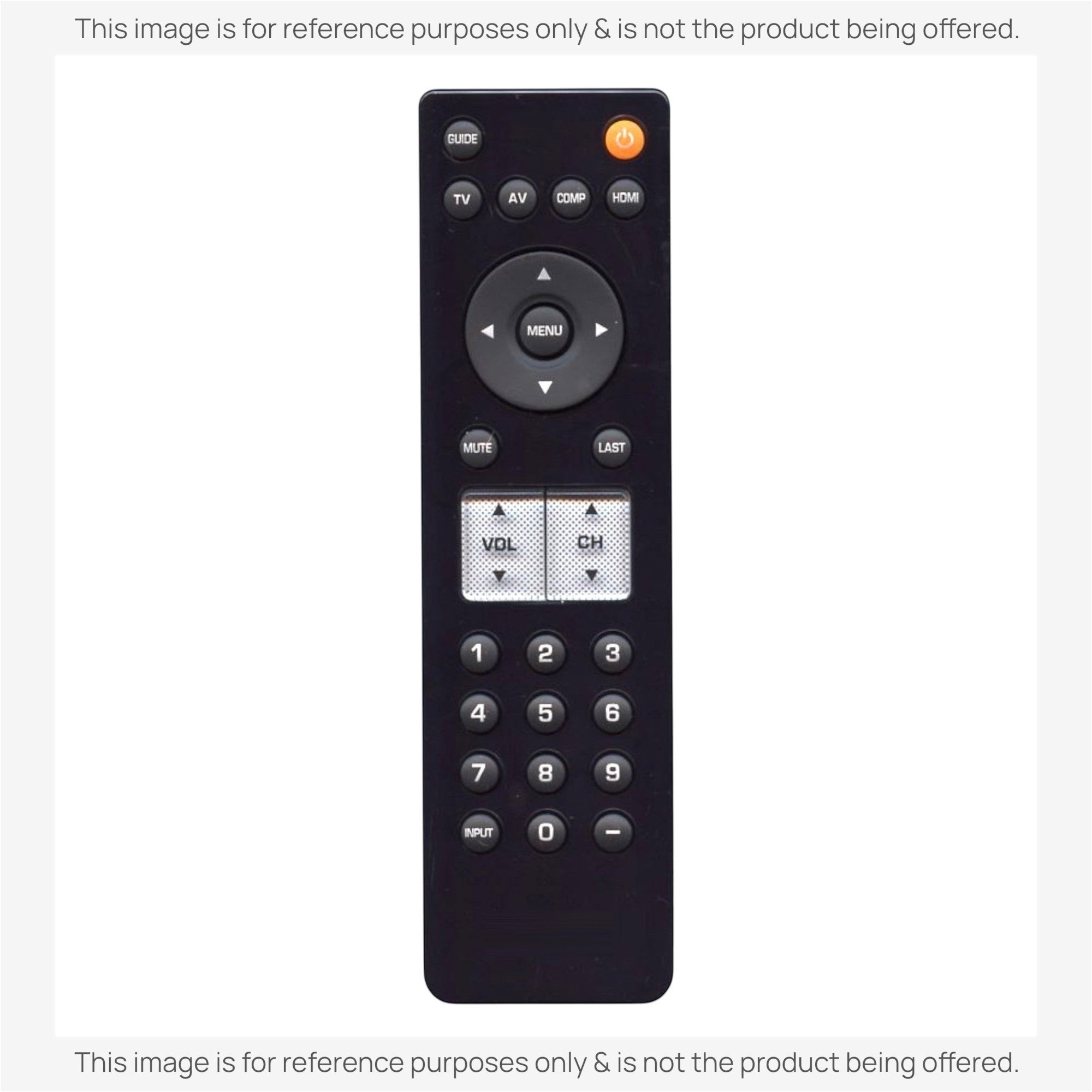 Anderic universal TV remote control with black casing, numeric keypad, and dedicated volume and channel buttons.
