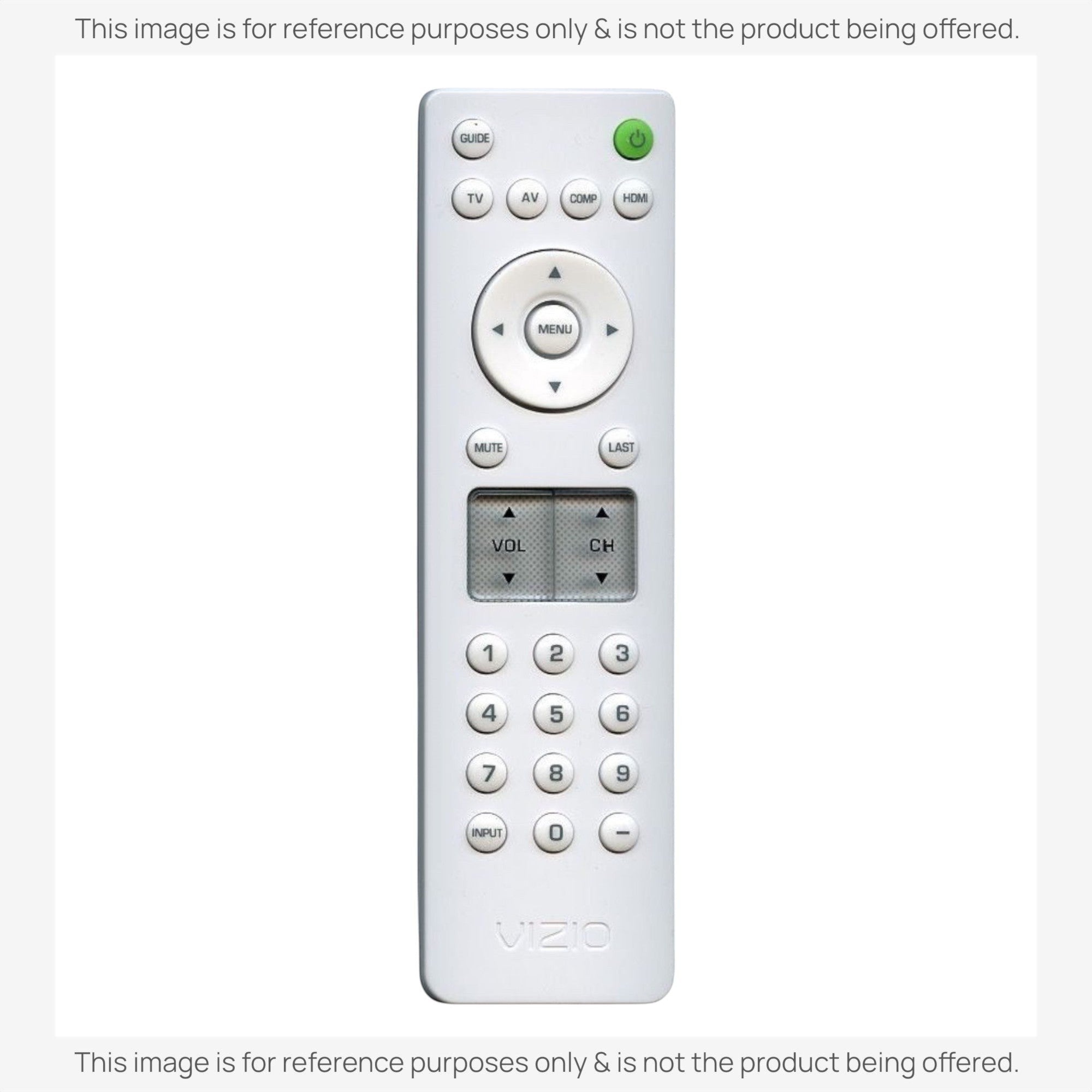Anderic universal TV remote control in white with a green power button and backlit buttons for easy navigation.