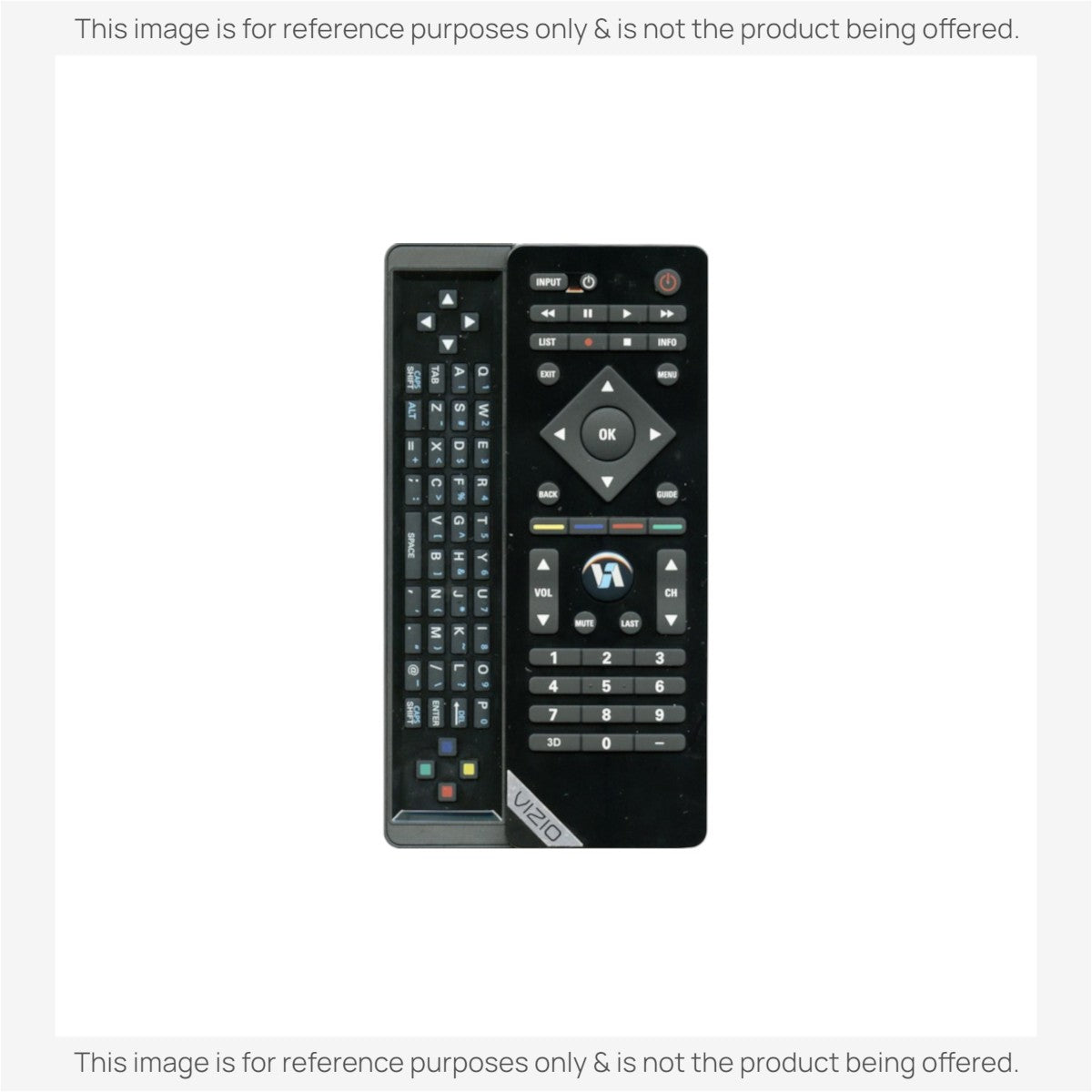 Anderic substitute remote control for Vizio 3D TVs featuring a full QWERTY keyboard and standard media navigation keys.