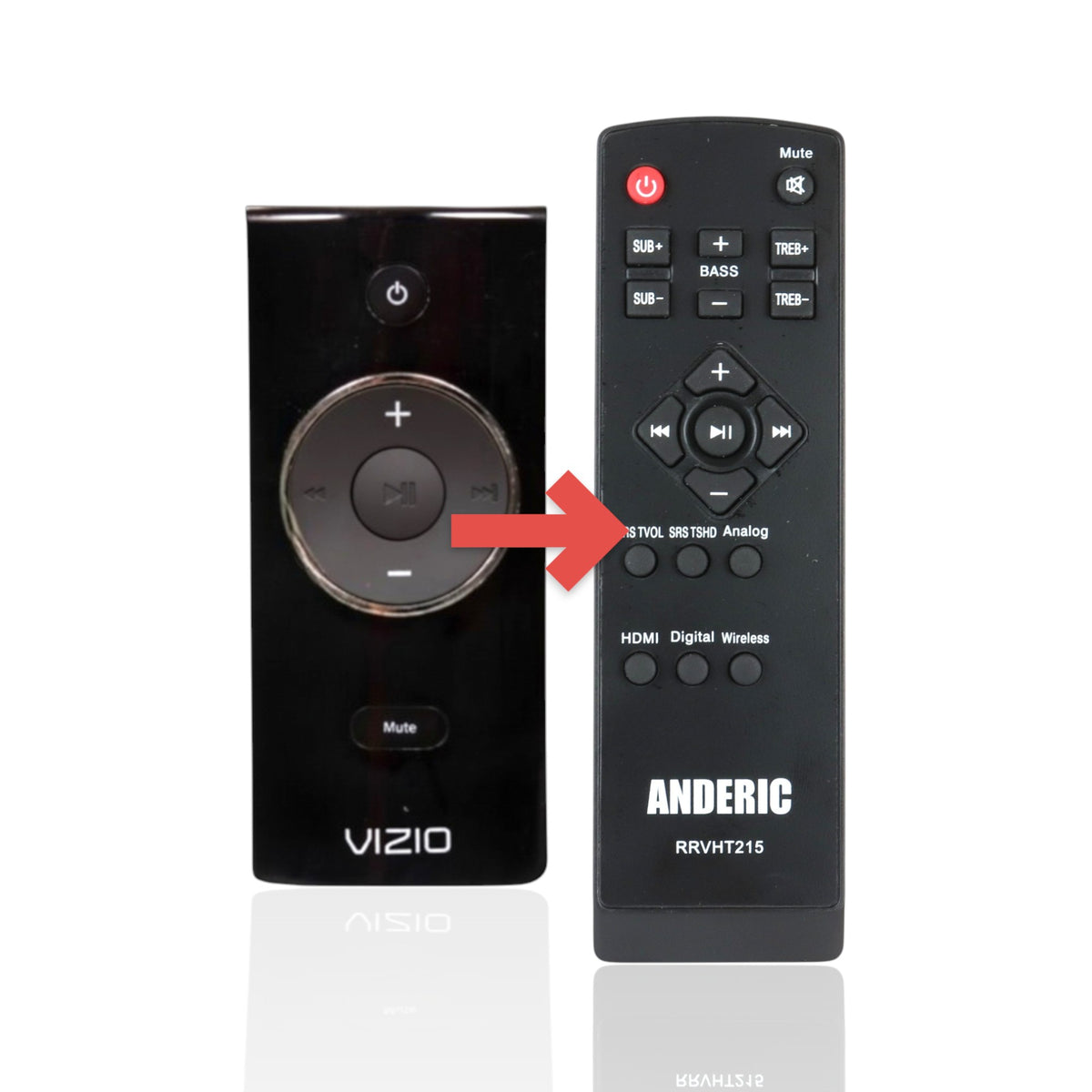 Anderic replacement remote control for Vizio VHT210 and VHT215 home theater systems in black