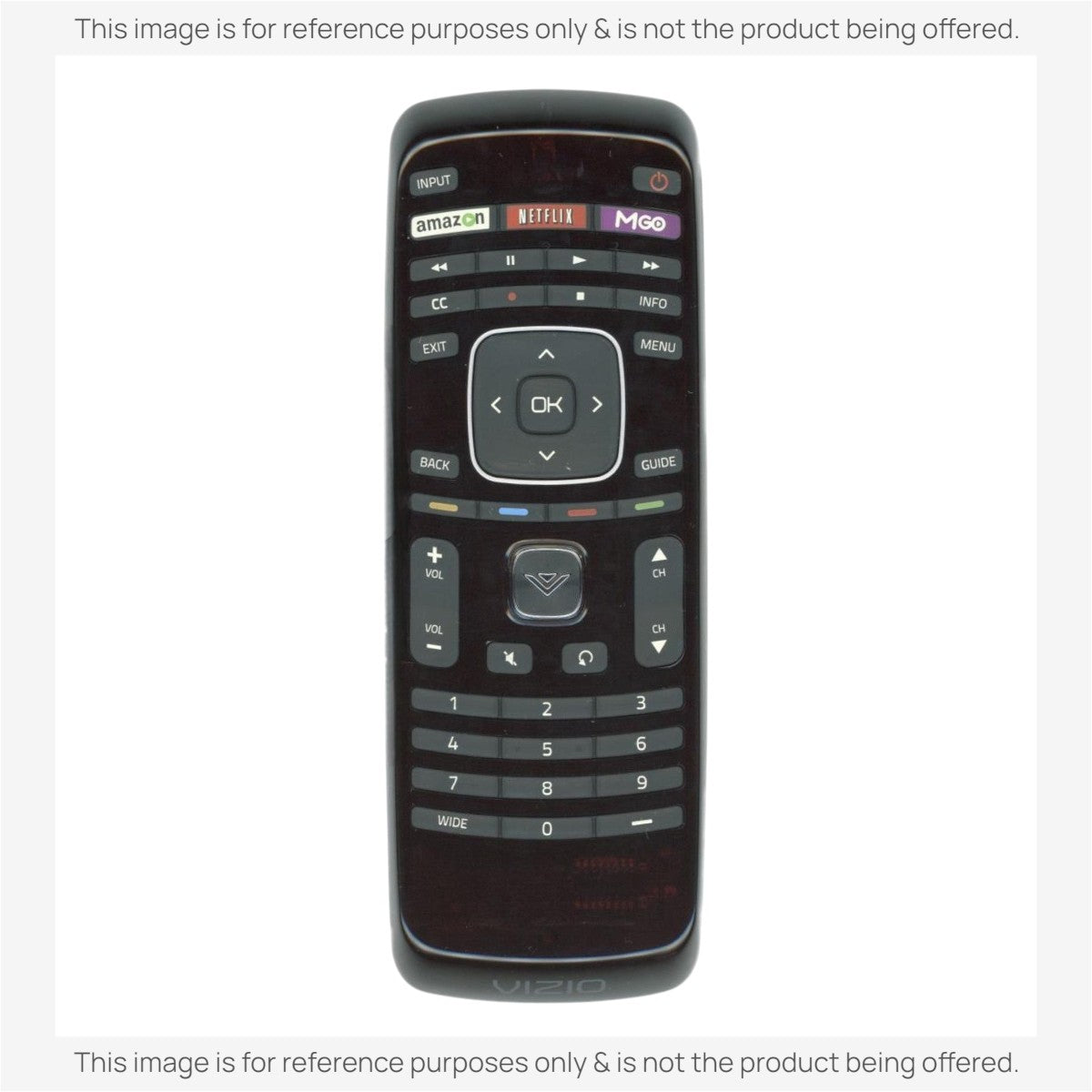 Anderic replacement remote control for Vizio TVs featuring dedicated streaming buttons and a standard numeric keypad.