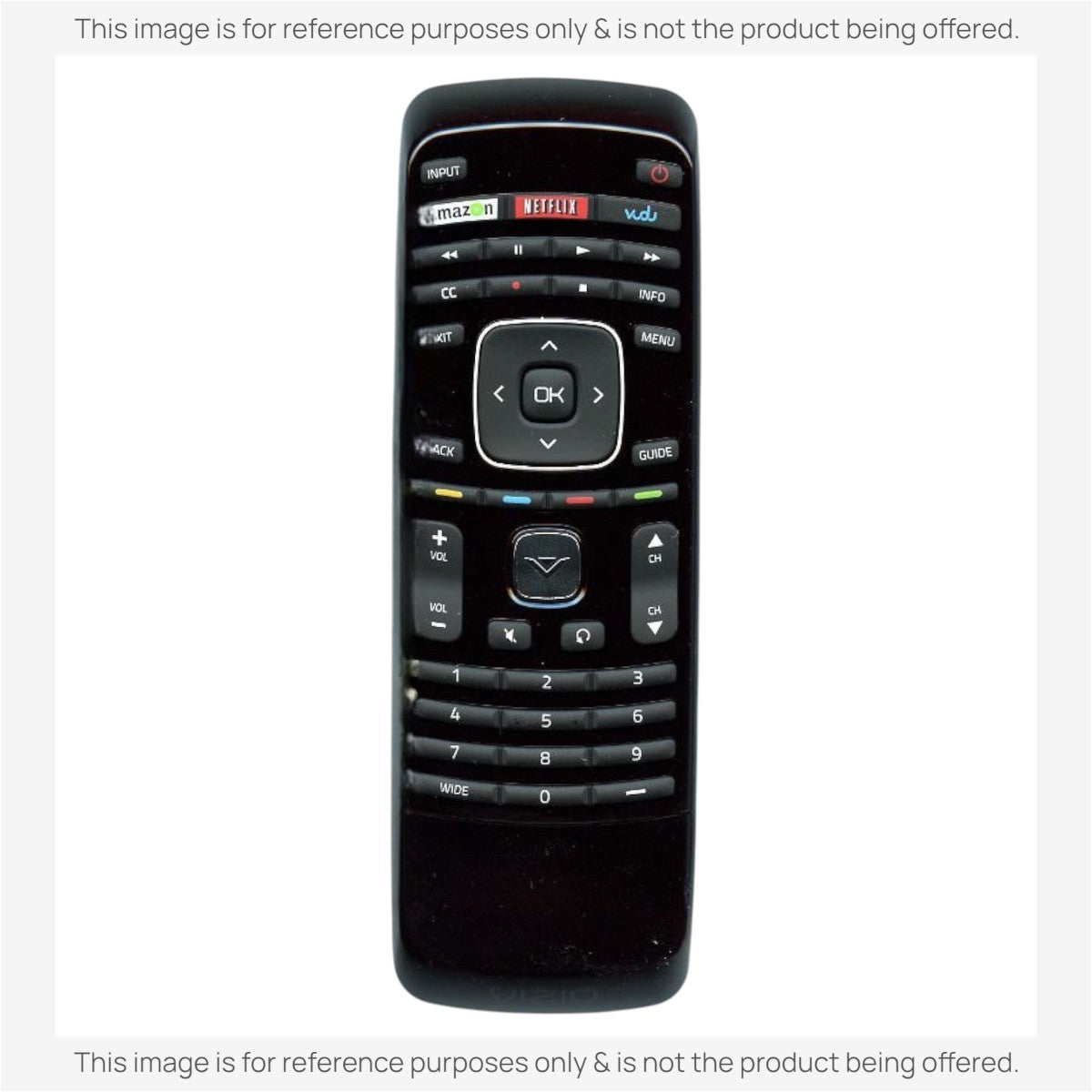 Anderic black replacement remote control for Vizio TVs featuring dedicated streaming buttons and ergonomic layout.