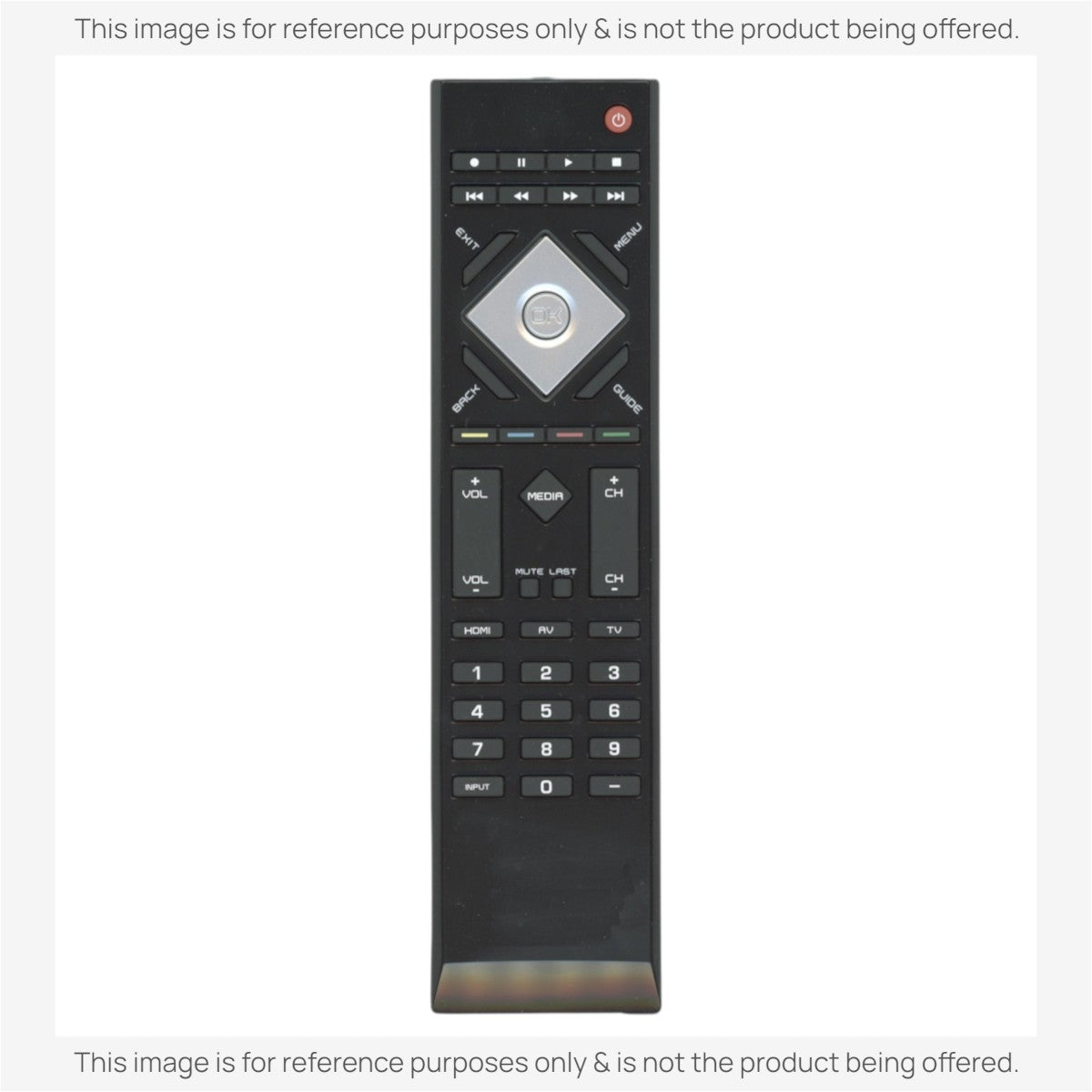 Anderic RRXRT303 black replacement remote control for Vizio TVs featuring a central navigation pad and number keys.