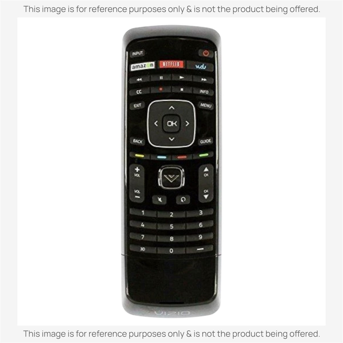 Anderic black replacement remote for Vizio TVs featuring a QWERTY keyboard and dedicated streaming app buttons.