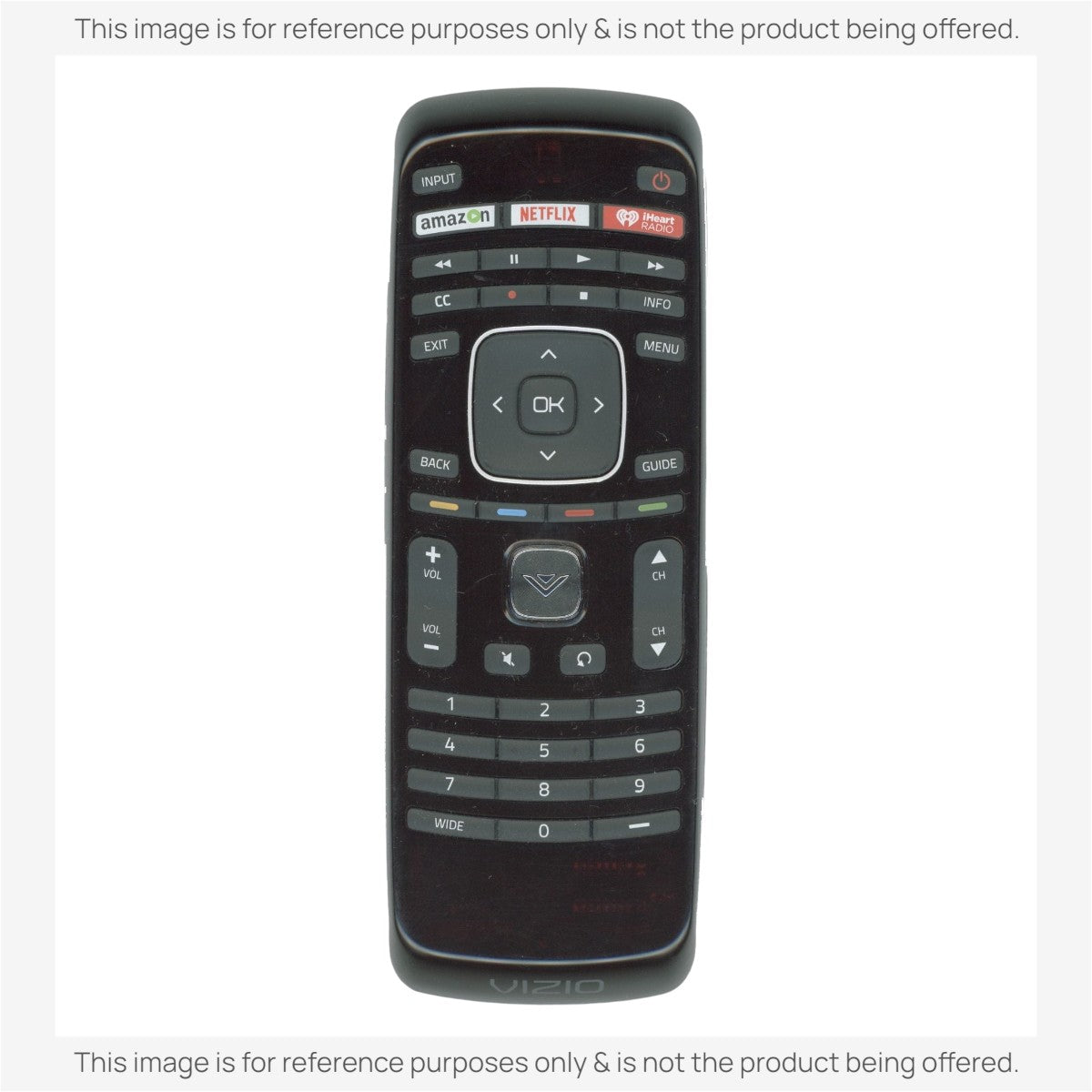 Anderic RRXRT303 black replacement remote for Vizio smart TVs with dedicated Netflix and iHeart buttons.