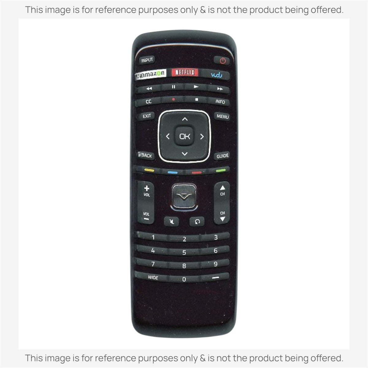 Anderic black replacement remote control for Vizio TVs with dedicated Netflix and Amazon streaming buttons.