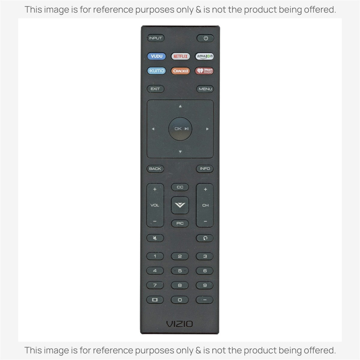Anderic replacement infrared remote control for Vizio SmartCast TVs with dedicated streaming service shortcut buttons.