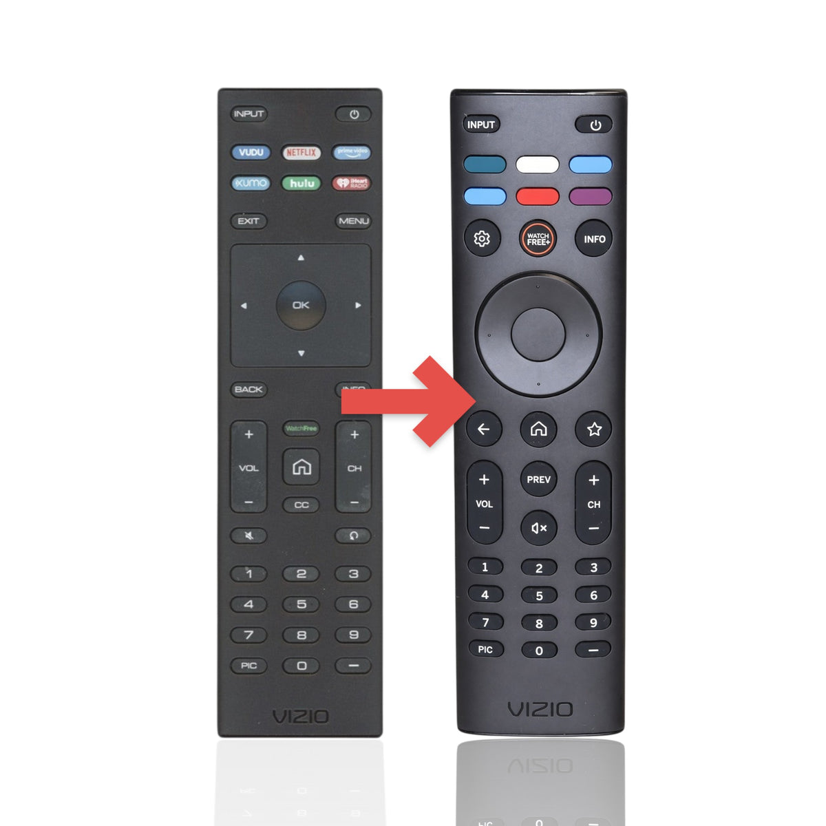 Anderic black infrared remote control for Vizio SmartCast TVs with dedicated streaming app shortcut buttons.