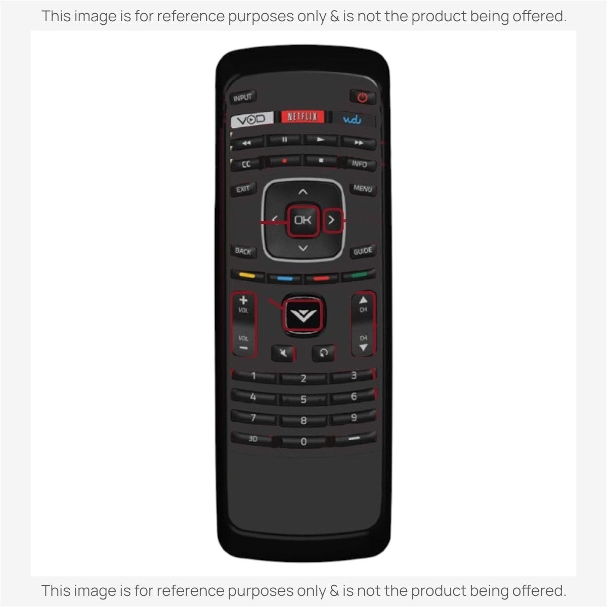 Anderic substitute remote control for Vizio TVs featuring a black ergonomic design with a QWERTY keyboard layout.