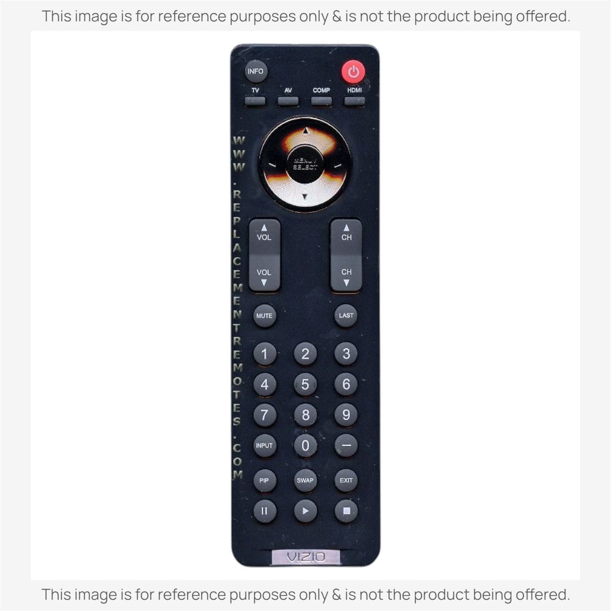 Anderic VR1 substitute remote control for Vizio TVs featuring a black plastic body and standard navigation buttons.