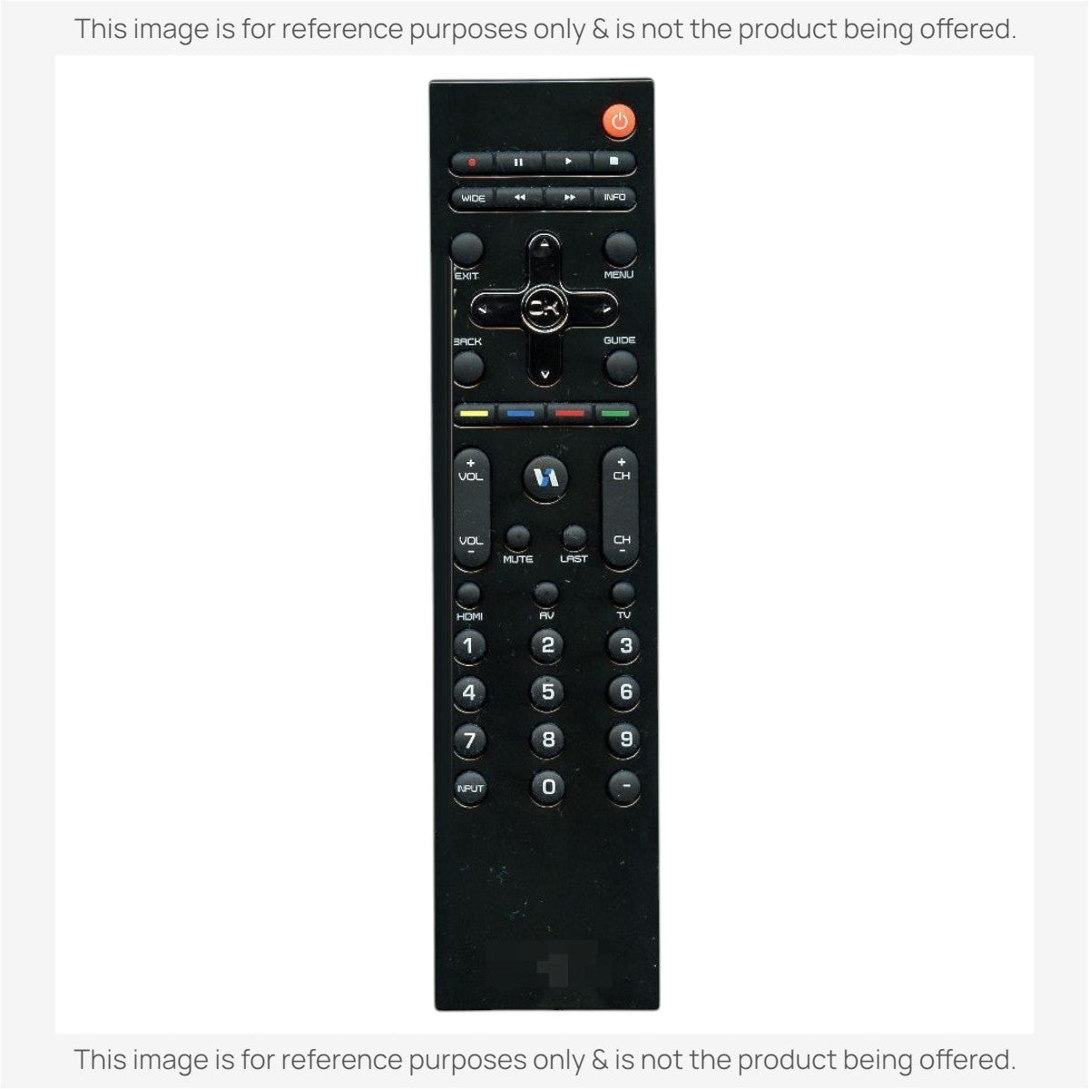 Anderic black replacement remote control for Vizio TVs featuring a numeric keypad and dedicated media buttons.
