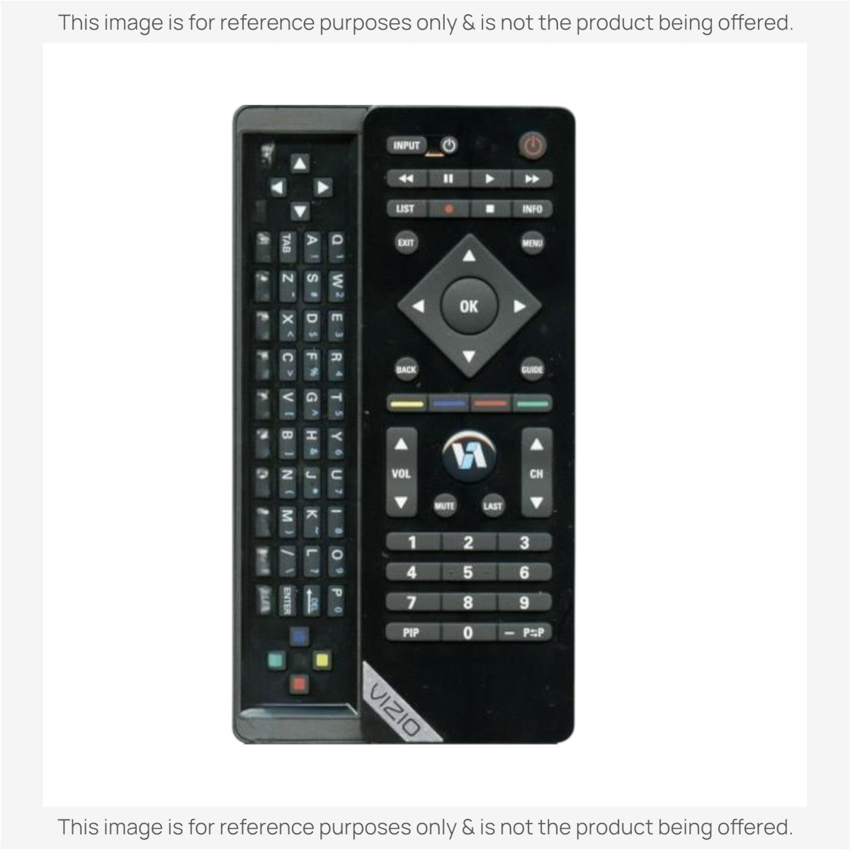 Anderic substitute remote for Vizio VUR10 featuring a black ergonomic design with a full QWERTY keyboard.