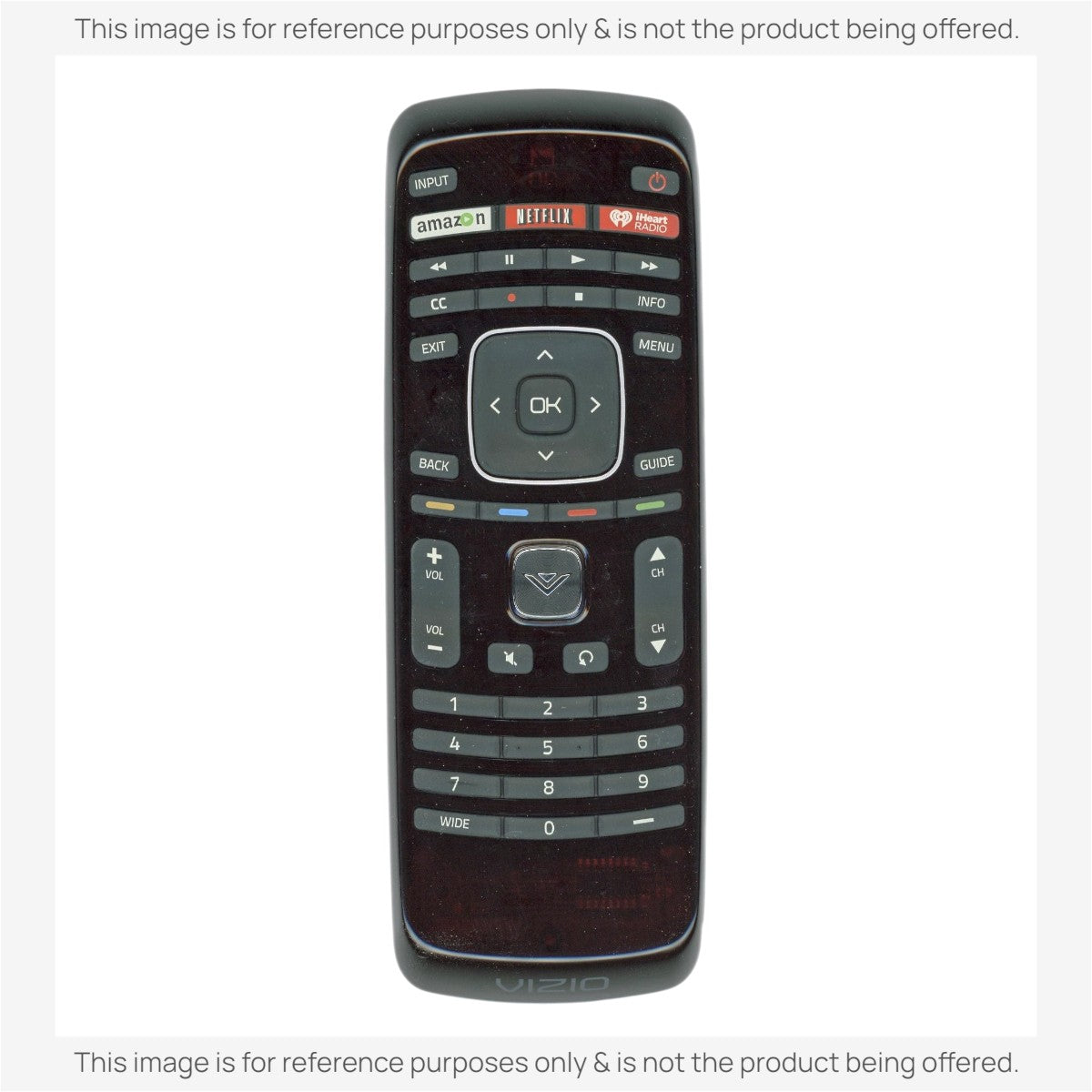Anderic RRXRT303 black remote control for Vizio Smart TVs with dedicated Netflix and Amazon streaming buttons.