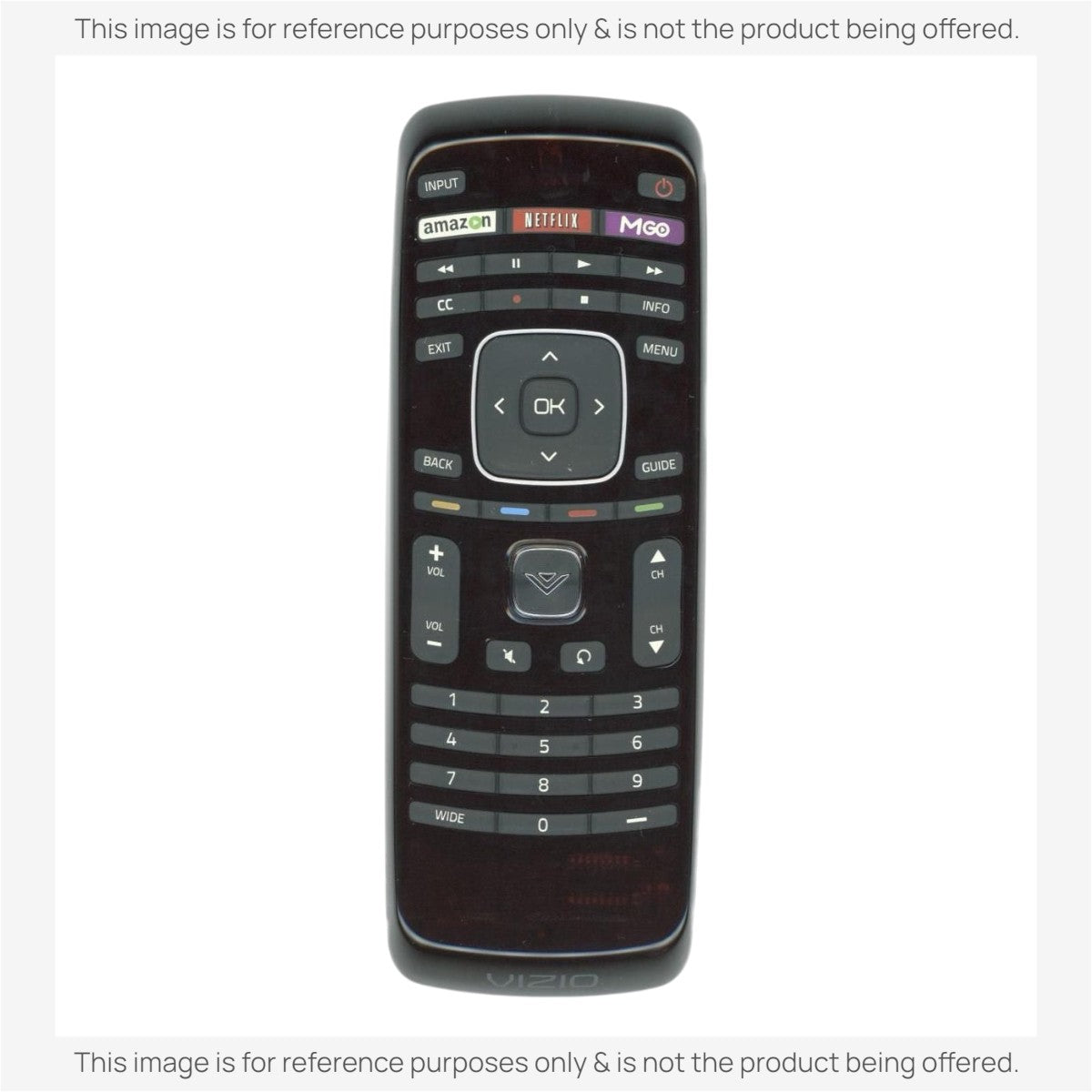 Anderic replacement remote control for Vizio XRT112 TVs featuring dedicated streaming buttons and numeric keypad.