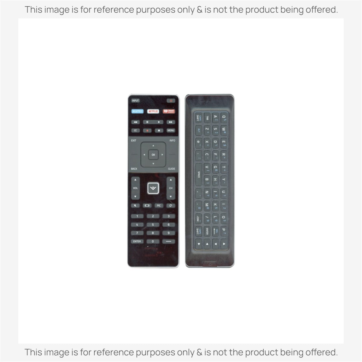 Anderic RRXRT303 black TV remote control for Vizio with QWERTY keyboard, XUMO, Netflix, and iHeartRadio buttons.