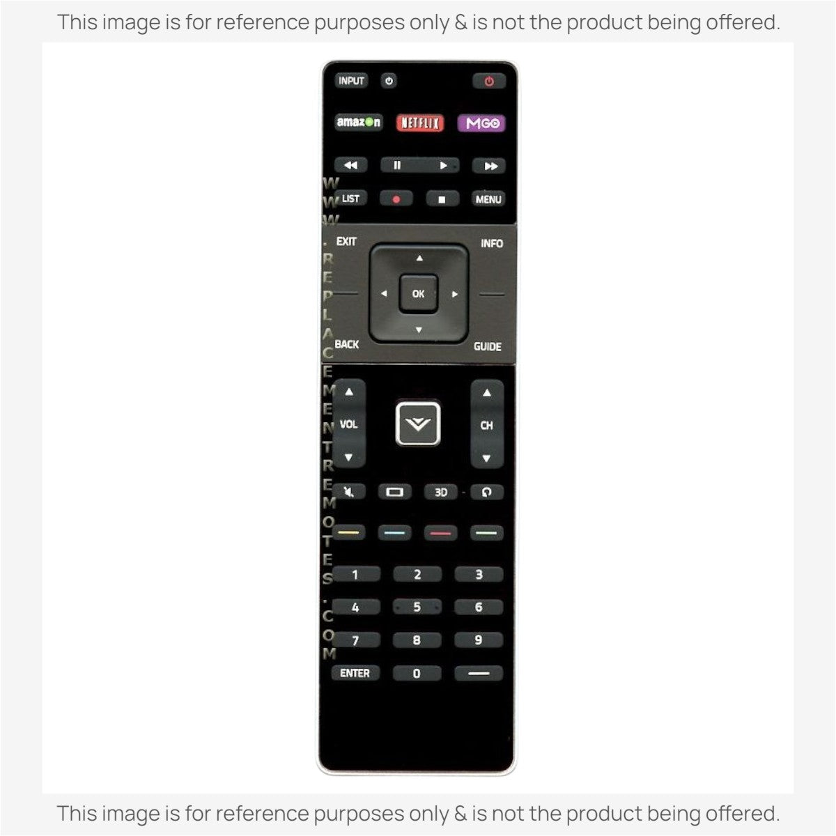 Anderic replacement remote for Vizio XRT510 with dedicated Amazon, Netflix, and MGO buttons and Bluetooth connectivity.