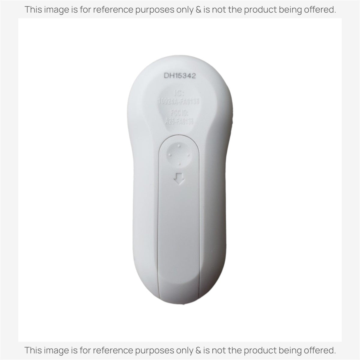 Anderic white wireless ceiling fan remote control back view showing FCC and IC identification markings